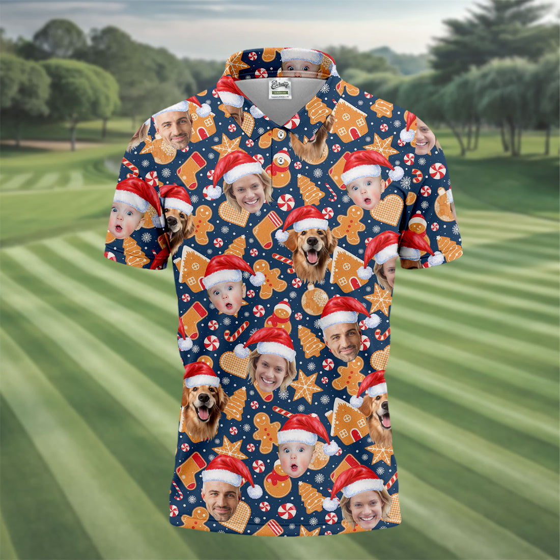 Custom Christmas Sweets Navy Golf Shirt, Christmas Golf Shirt, Polo Shirts For Men, Golf Gift For Men