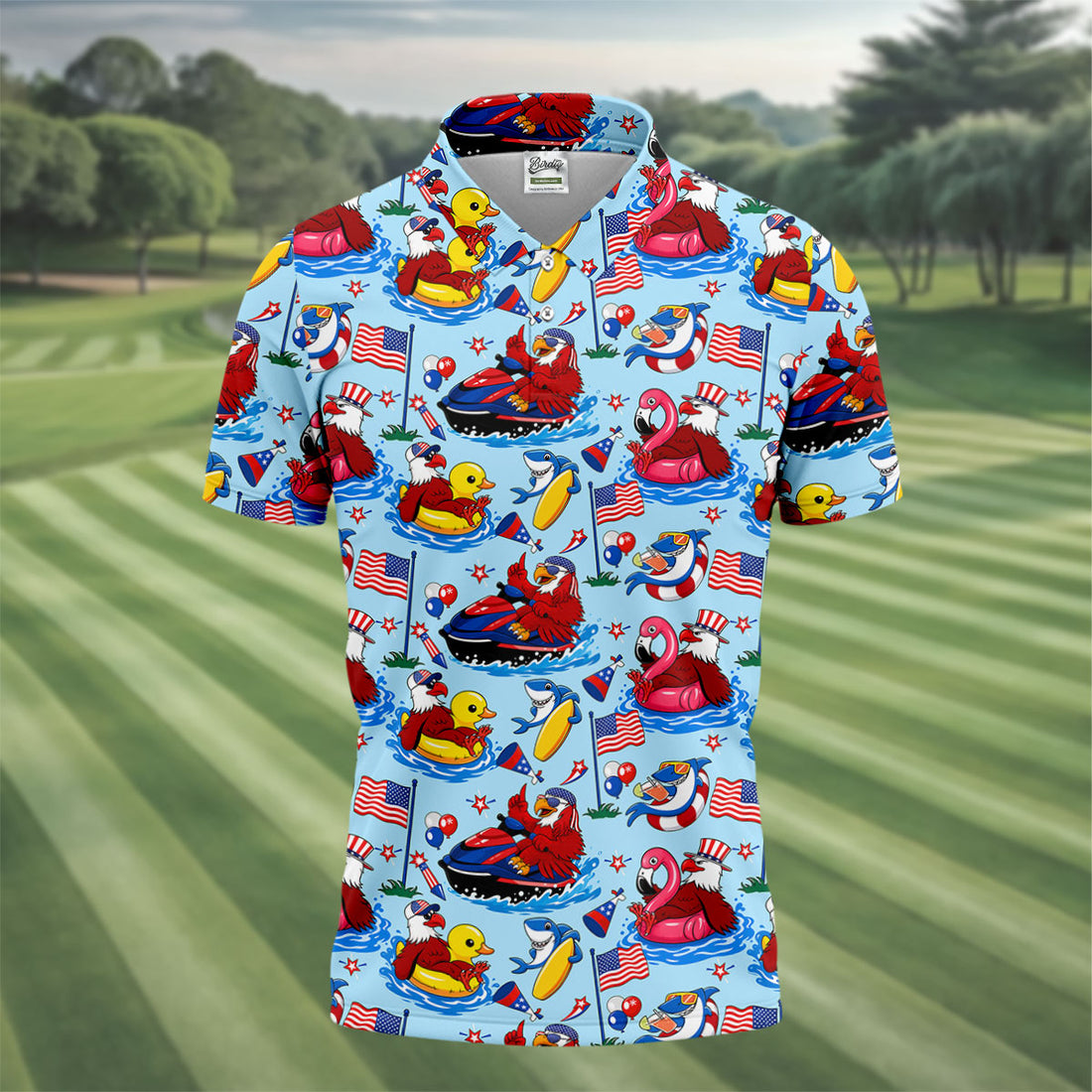 Tropical Pool Party Animal Golf Shirt, 250 Years USA Patriotic Golf Shirt, 4th Of July Golf Shirt, Golf Shirts For Men