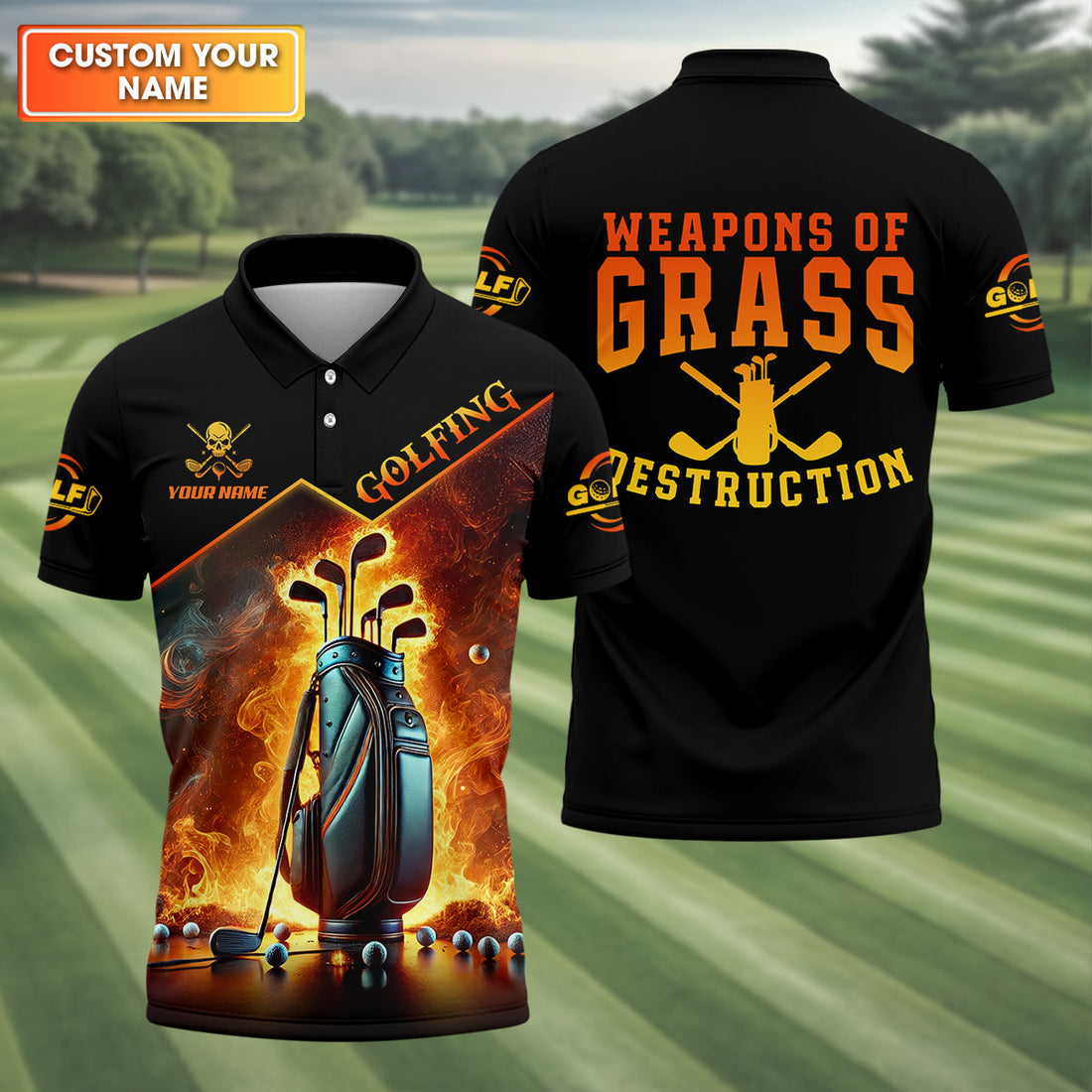 Weapons Of Grass Destruction Custom Men's Golf Polo Shirt, Dad Golf Gift