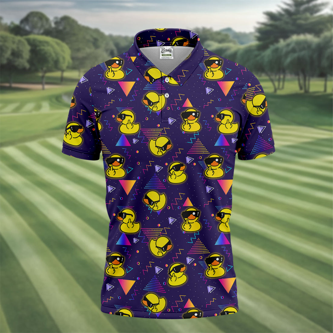 Funny Yellow Duck Sunglasses Golf Shirt, Men's Golf Shirt, Cute Golf Outfit, Polo Shirts For Men