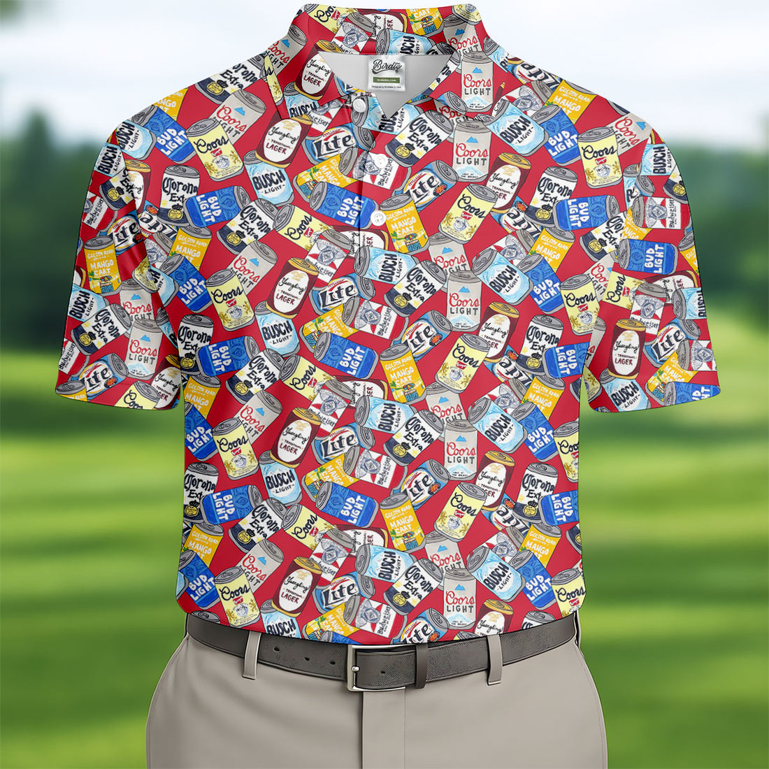 American Beer Cans Red Golf Shirt, Golf And Beer Polo Shirts For Men, Golf Shirts For Men