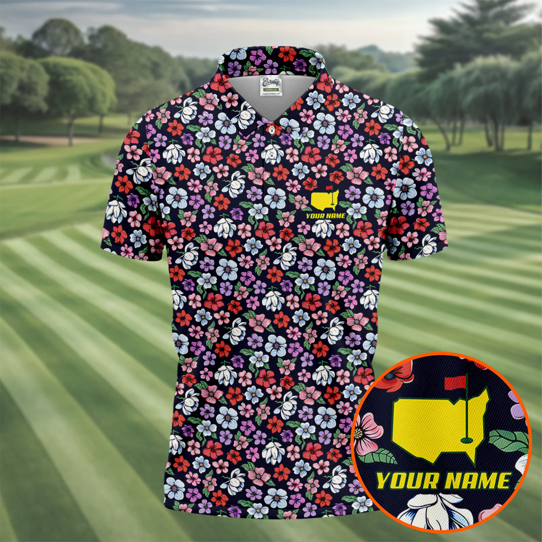 Colorful Floral Performance Golf Shirt, Masters Tournament Golf Shirts For Men, Polo Shirts For Men