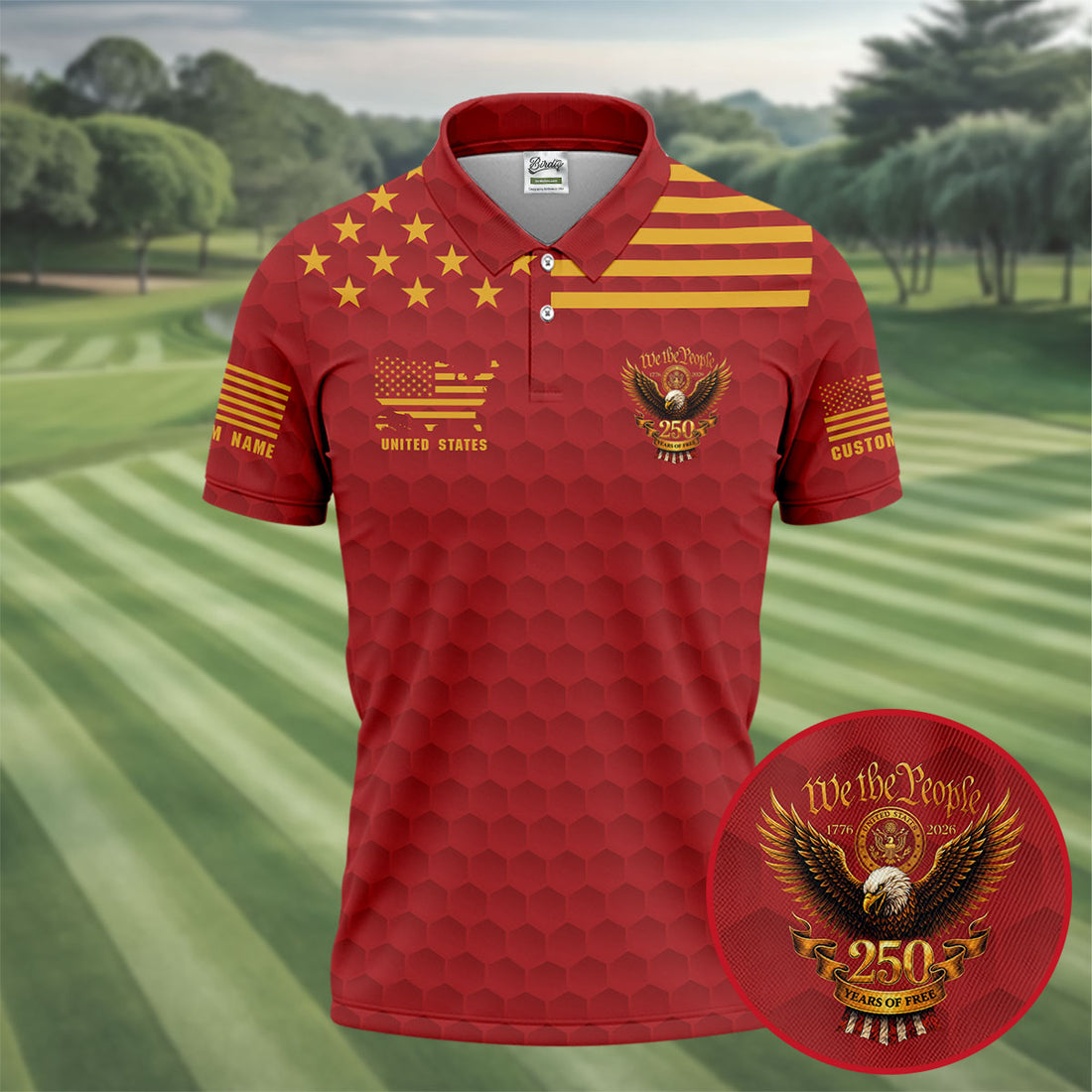 Marine Veteran We The People 250 Years Of Free 4th Of July Golf Shirt, Golf Shirts For Men