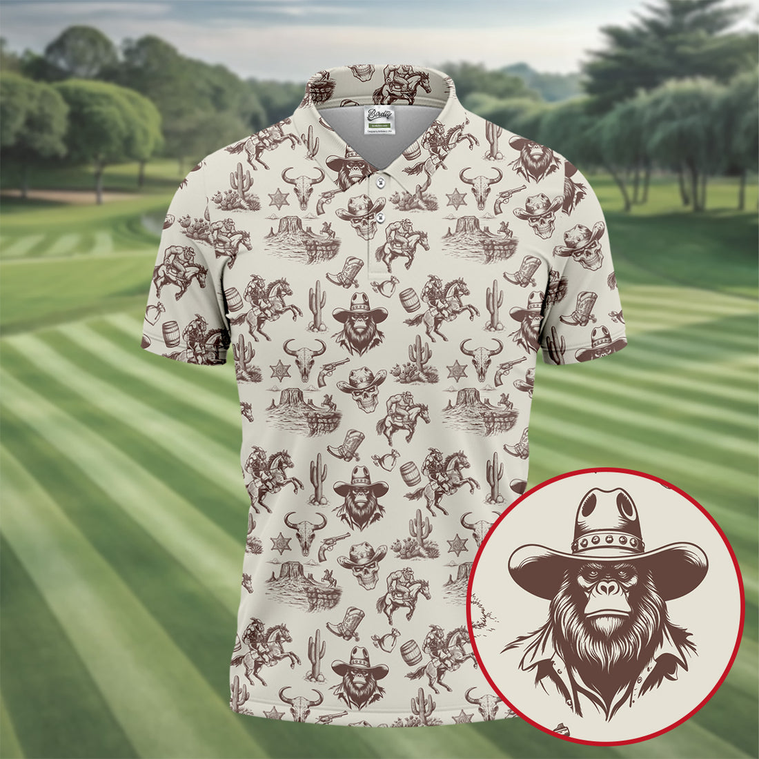 Funny Bigfoot Western Style Hawaiian Golf Shirt, Men's Golf Shirt, Polo Shirts For Men