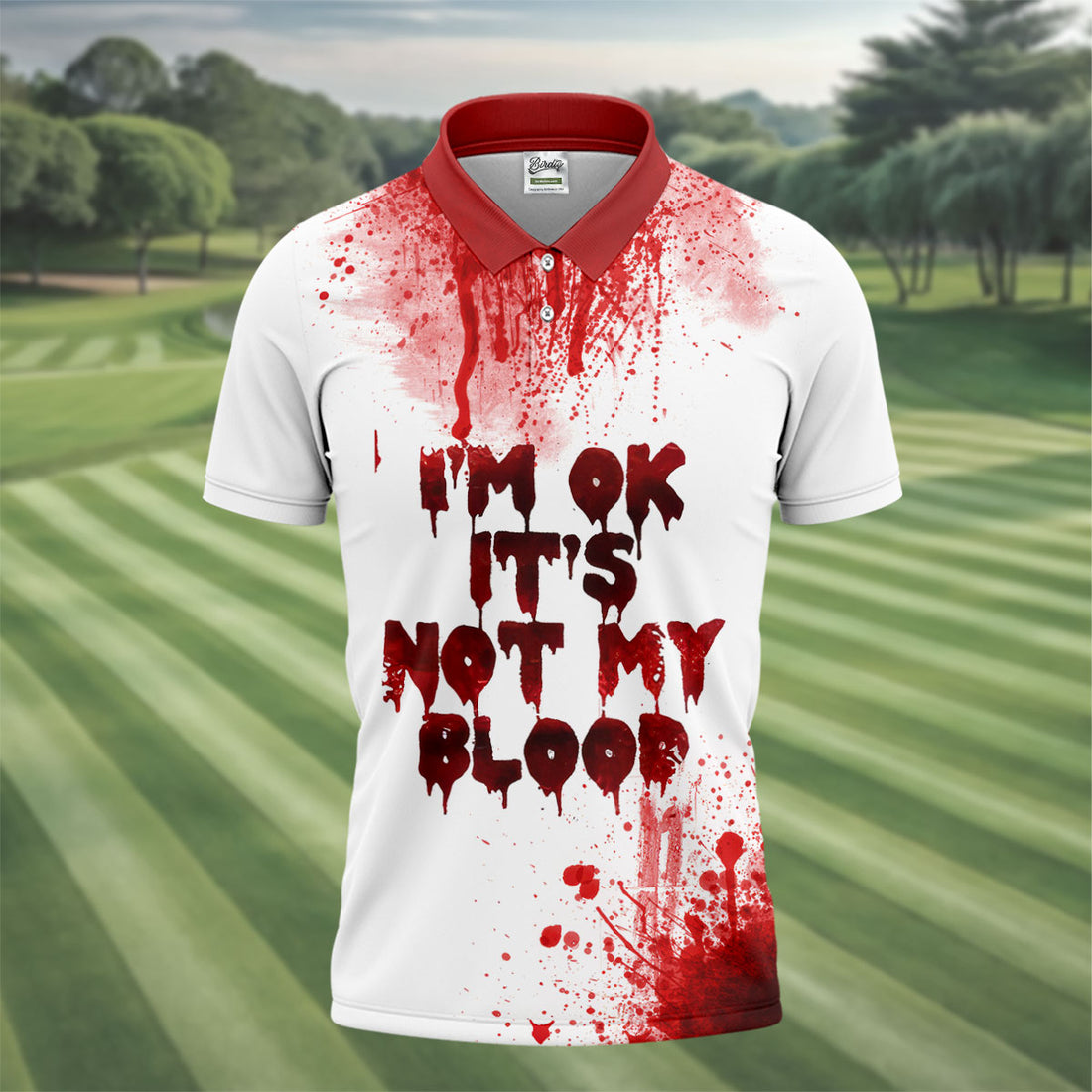 It's OK It's Not My Blood Halloween Blood Splatter Golf Tops For Men, Horror Blood Polo Shirts For Men
