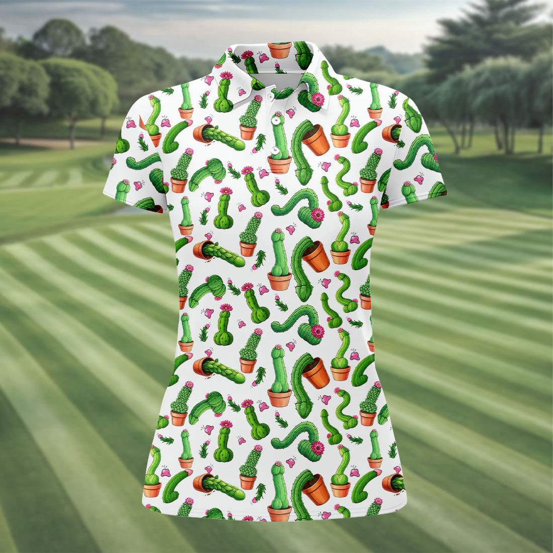 Funny Cactus Adult Humor Women Golf Shirts, Ladies Golf Shirt, Valentines Golf Gift, Golf Gifts For Women