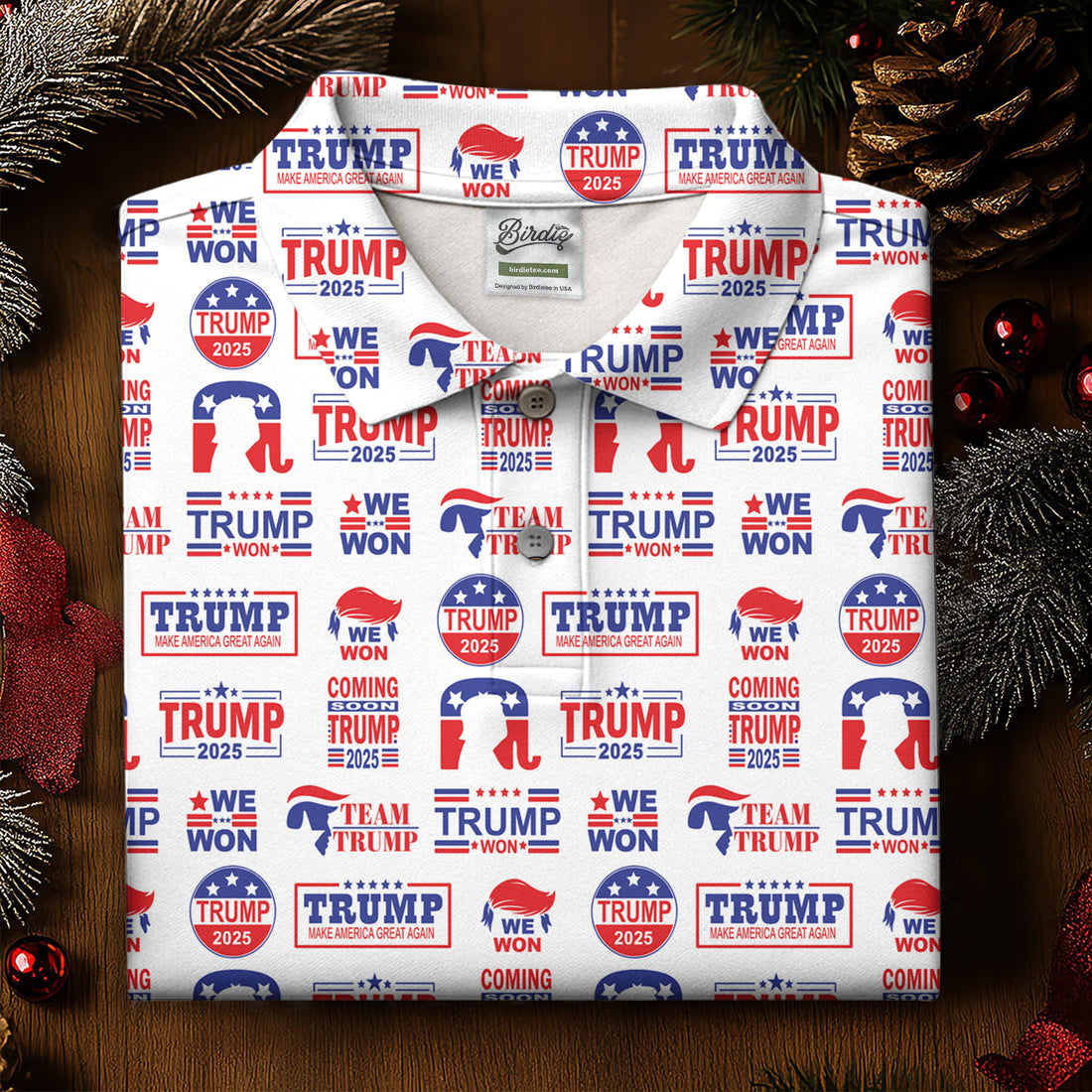 Coming Soon Trump Pattern Christmas Golf Tops For Men, Christmas Golf Shirt, Men Golf Apparel