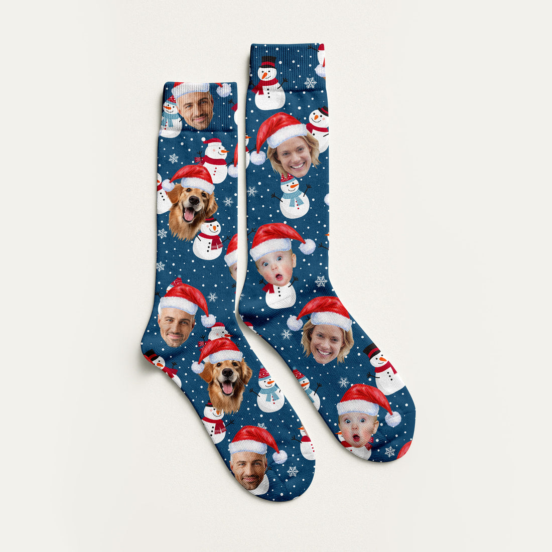 Custom Face Xmas Snowman Navy Golf Socks, Christmas Golf Gift, Custom Golf Accessories