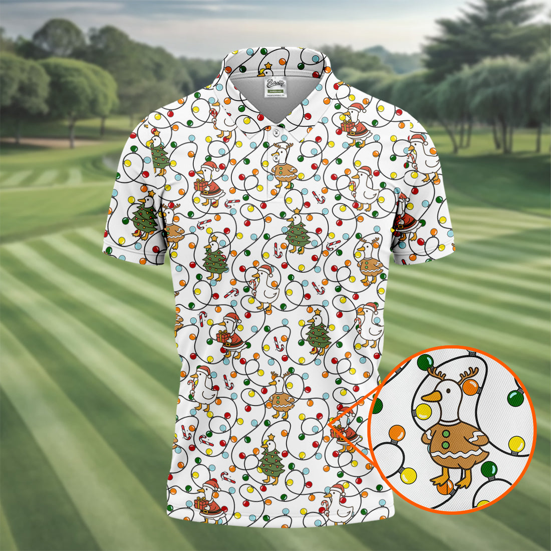 Funny Duck Merry Xmas White Golf Shirts, Gifts For Golf Lovers, Polo Shirts For Men, Golfing Apparel