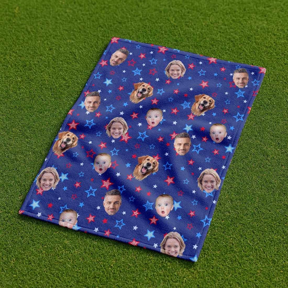 Custom Face Towel, Patriotic USA Custom Towel With Faces, USA Golf Towel, 4th Of July Towel