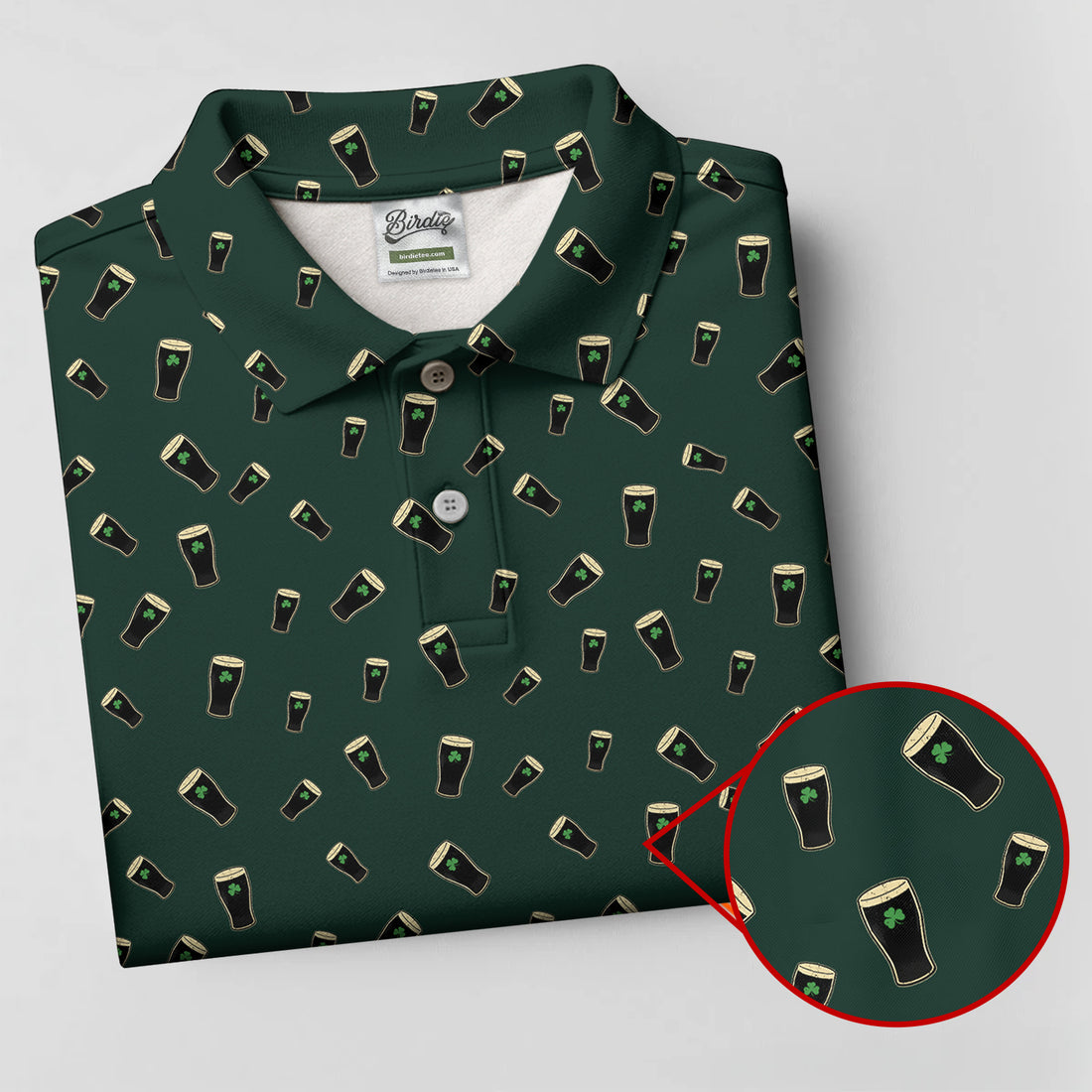 Dark Stout Beer St Patrick's Day Green Shamrock Golf Shirt, Polo Shirts For Men, Golf Shirts For Men