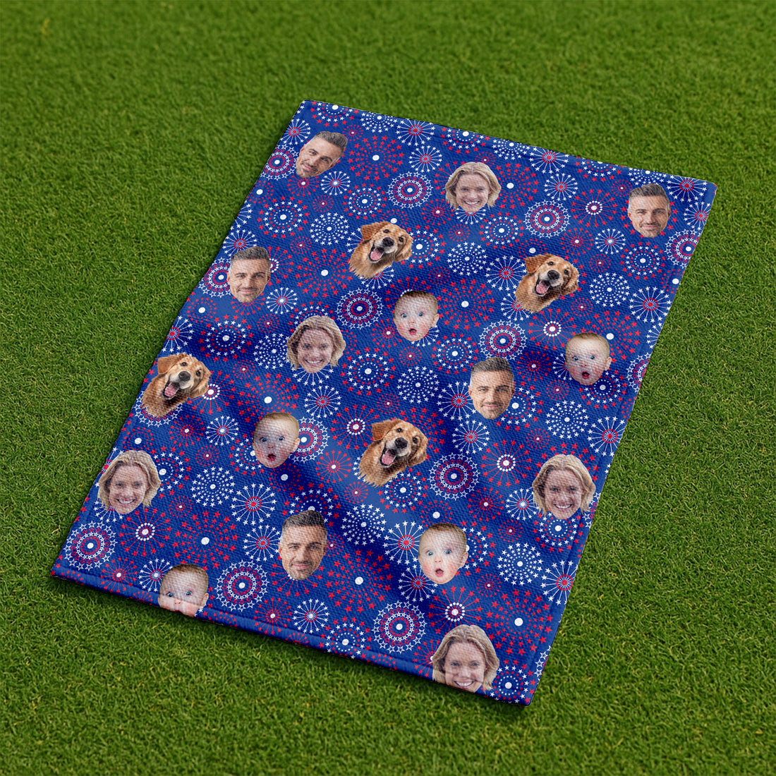 Custom Face Towel, 4th of July Stars, USA Golf Towel,  Patriotic Golf Towel, Independence Day Custom Towel With Faces