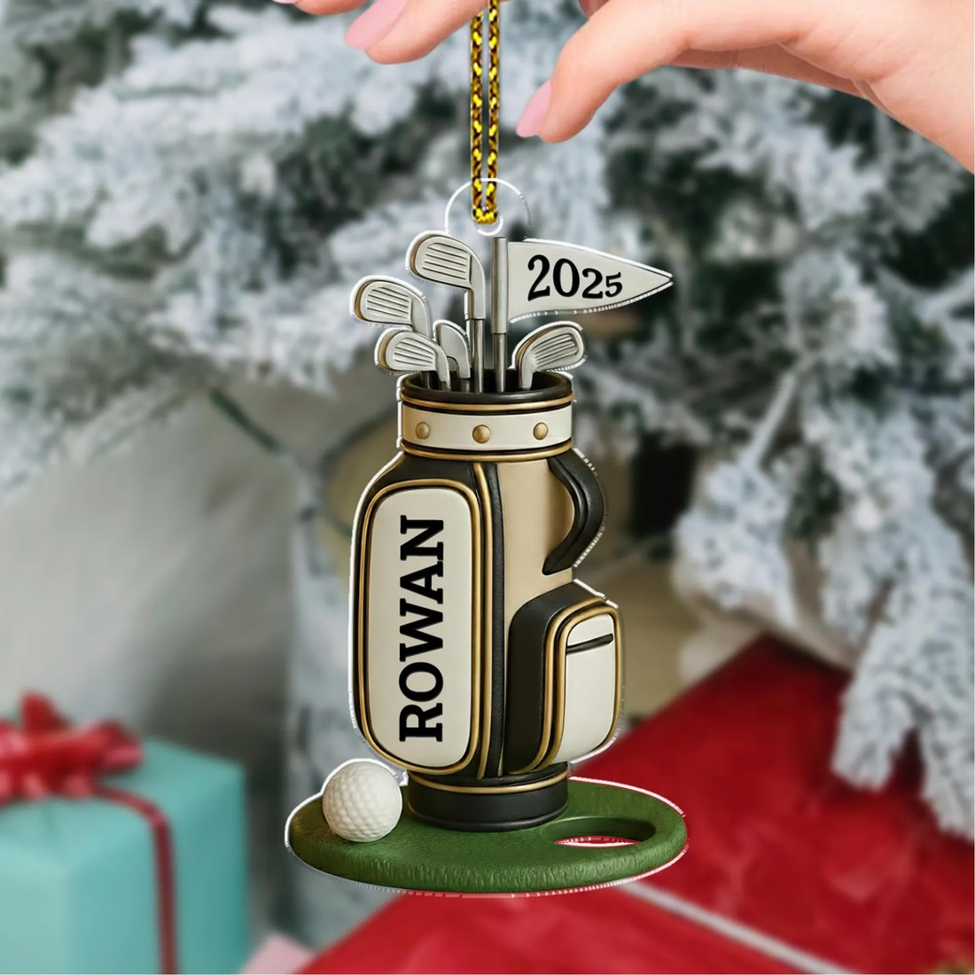 Personalized Golf Bag Acrylic Ornament, Golf Christmas Ornaments, Christmas Golf Gift, Gift For Golf Lover
