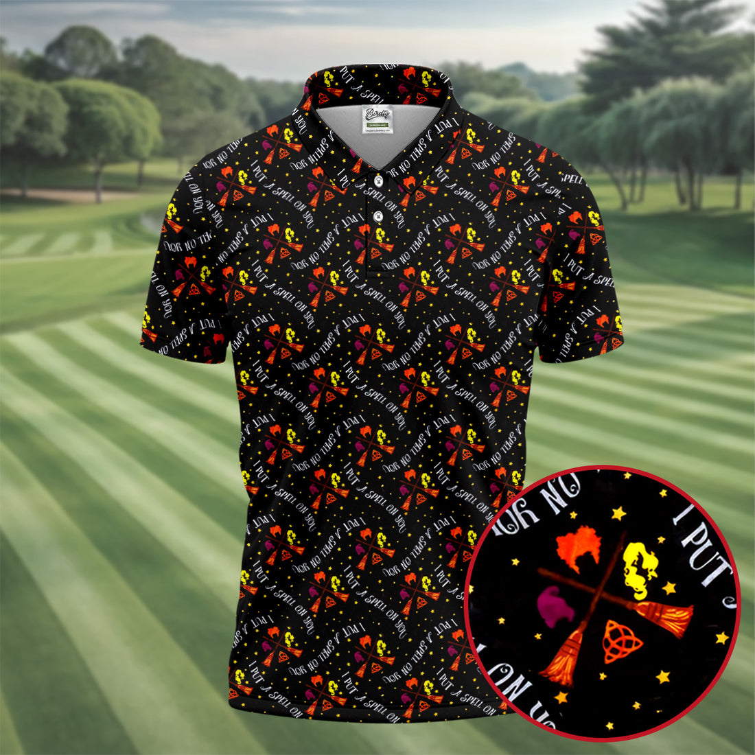 I Put A Spell On You Horror Character Polo Shirt, Halloween Shirt, Mens Golf Shirts