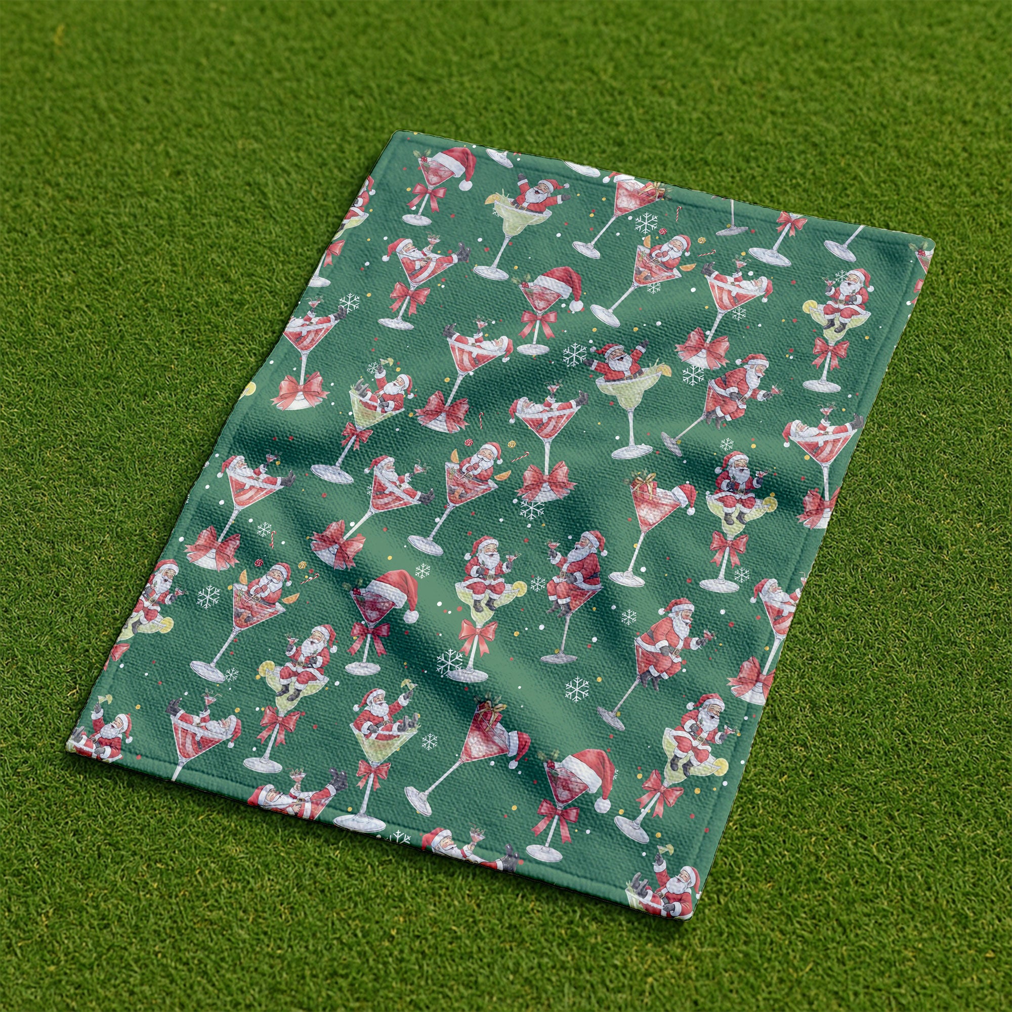 Santa Claus Margarita Christmas Golf Towels, Christmas Golf Gift