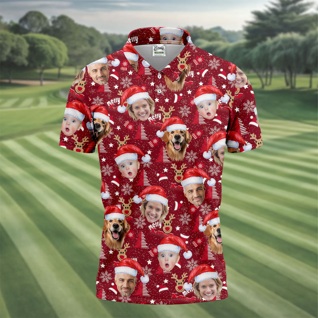Custom Red Nose Reindeer Merry Xmas Red Golf Shirt, Christmas Golf Shirt, Polo Shirts For Men, Golf Gift For Men