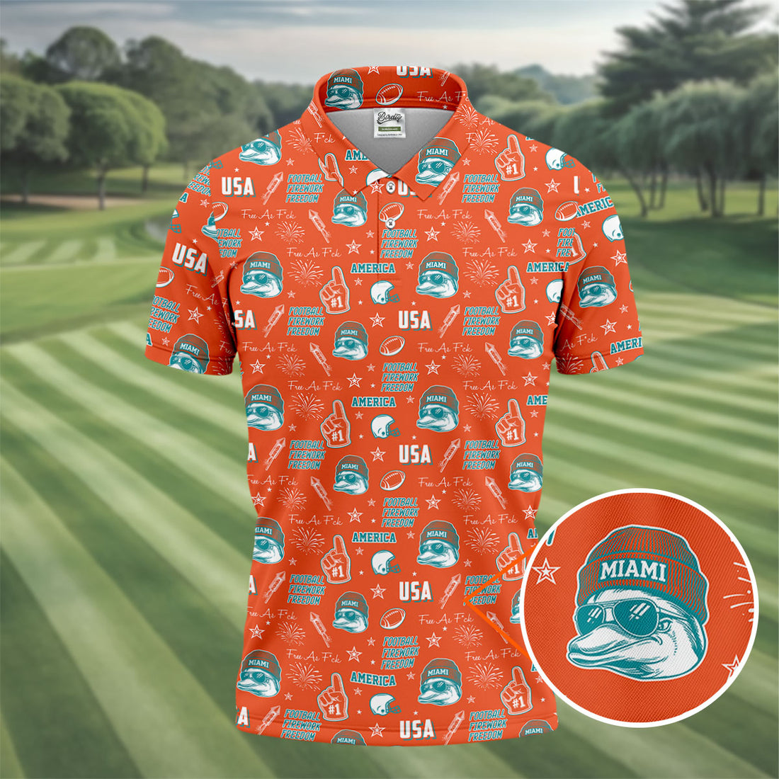 Cool Dolphin Beanie And Glasses Orange And Teal Sport Polo, American Football League Gift Ideas For Football Fans