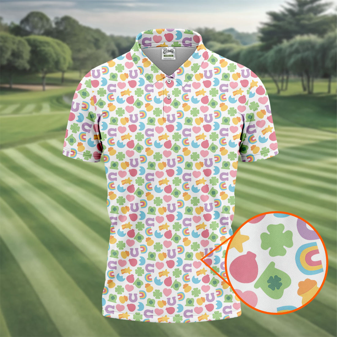 St Patrick's Day Lucky Charms White Golf Shirt, Cute Golf Outfit, Polo Shirts For Men, Golf Shirts For Men