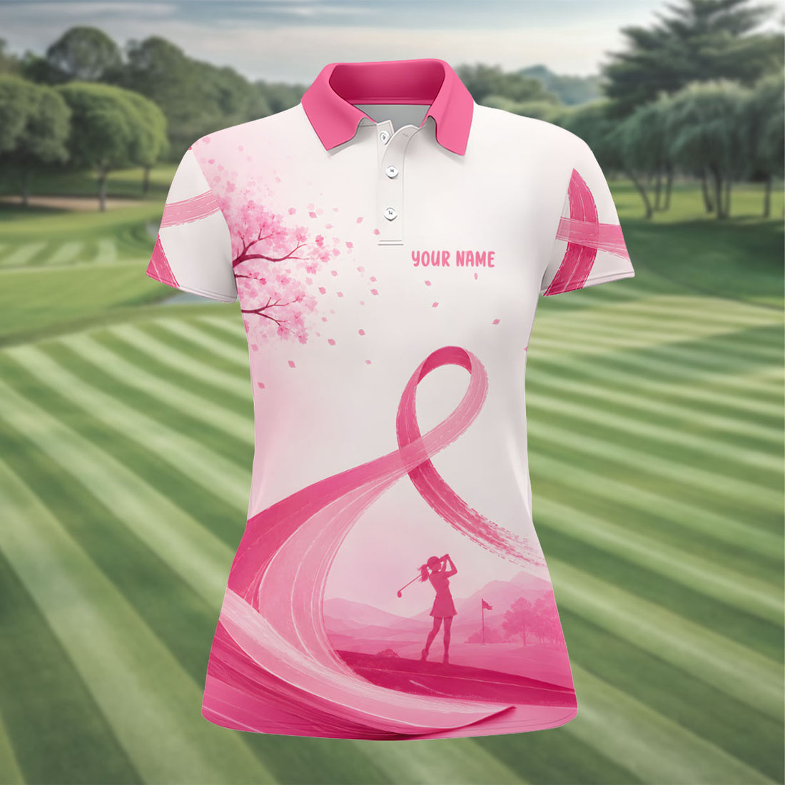 Custom Pink Spread Hope Find Cure Breast Cancer Golf Polo Shirt, Ladies Golf Tops, Women’s Golf Polo