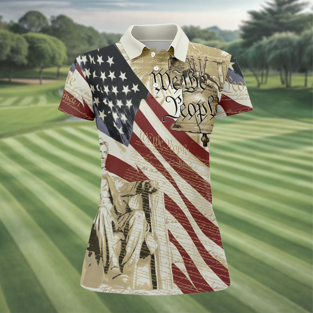 We The People American Flag 4th Of July Patriotic Golf Shirt, 250th Anniversary Women's Golf Tops