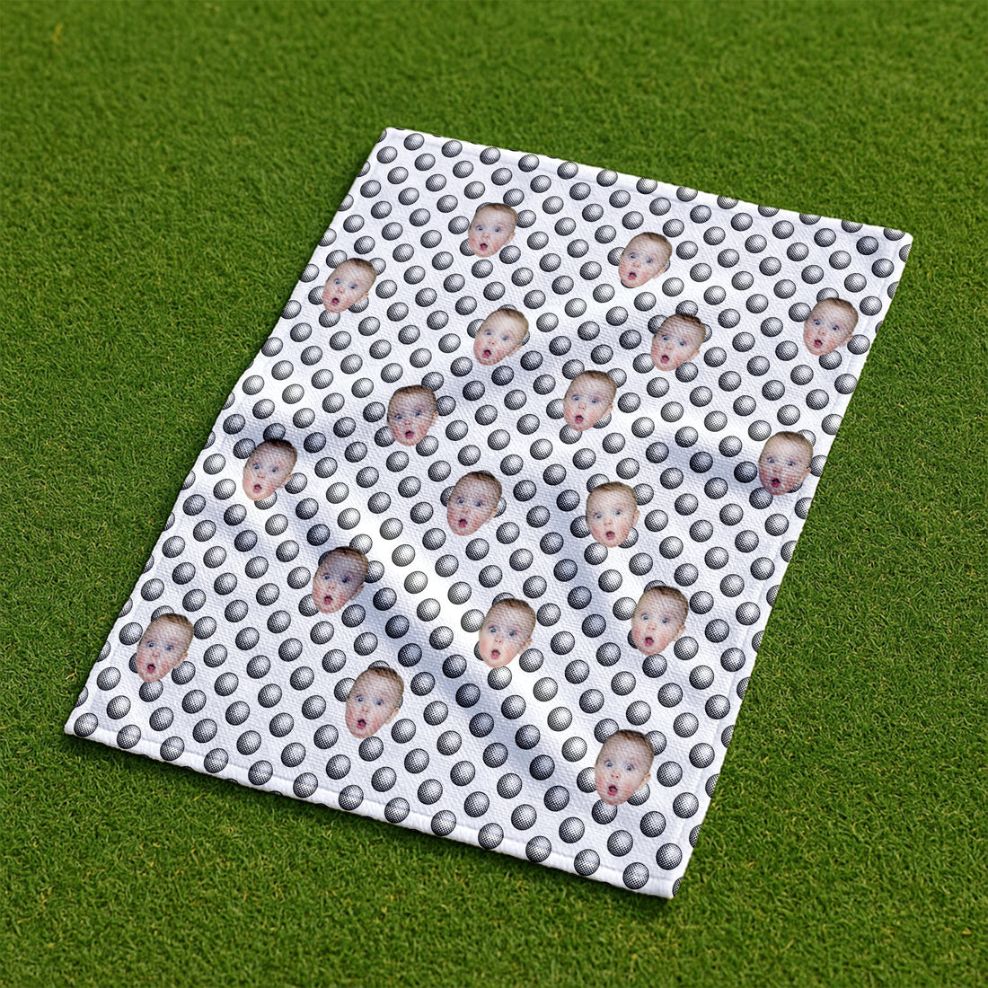 Custom Kid Face White Small Funny Golf Towel, Golf Rag, Christmas Golf Gift