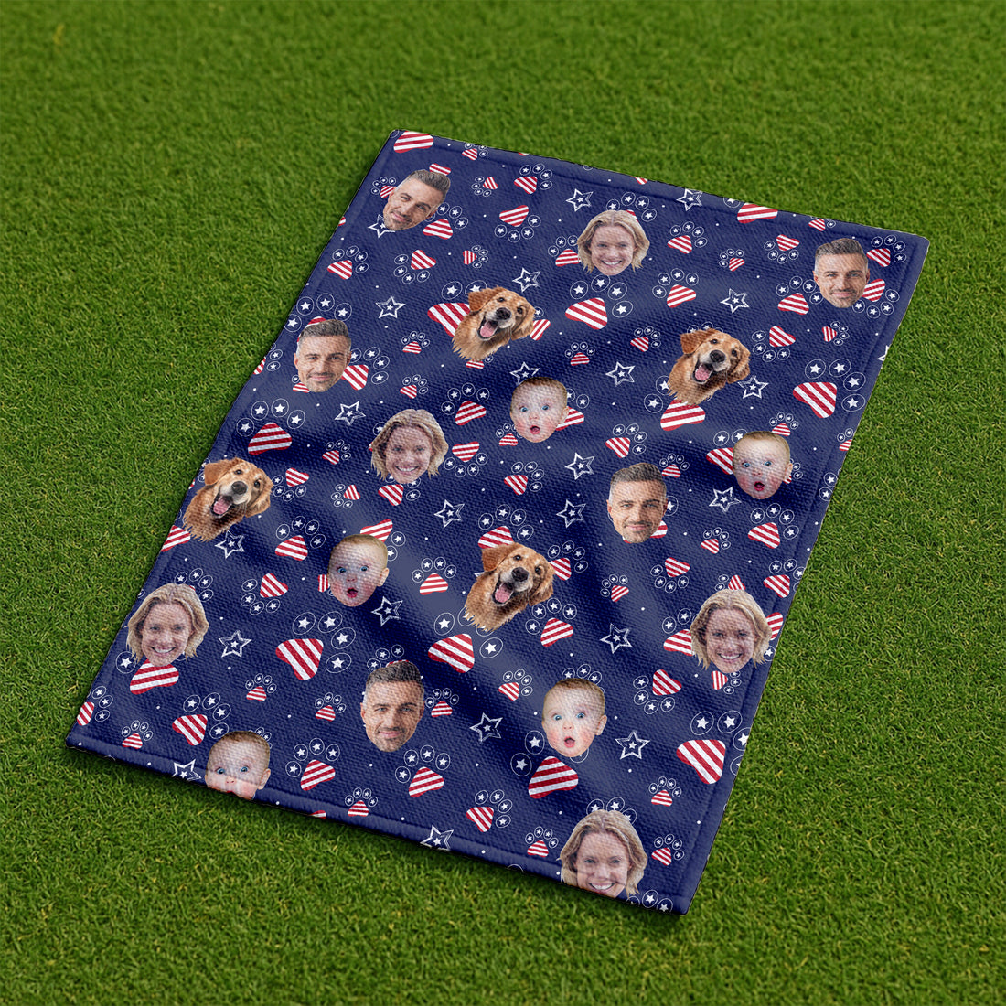 Custom Face Towel, USA Independence Day Towel With Faces, America Flag Golf Towel, Patriotic Golf Towel