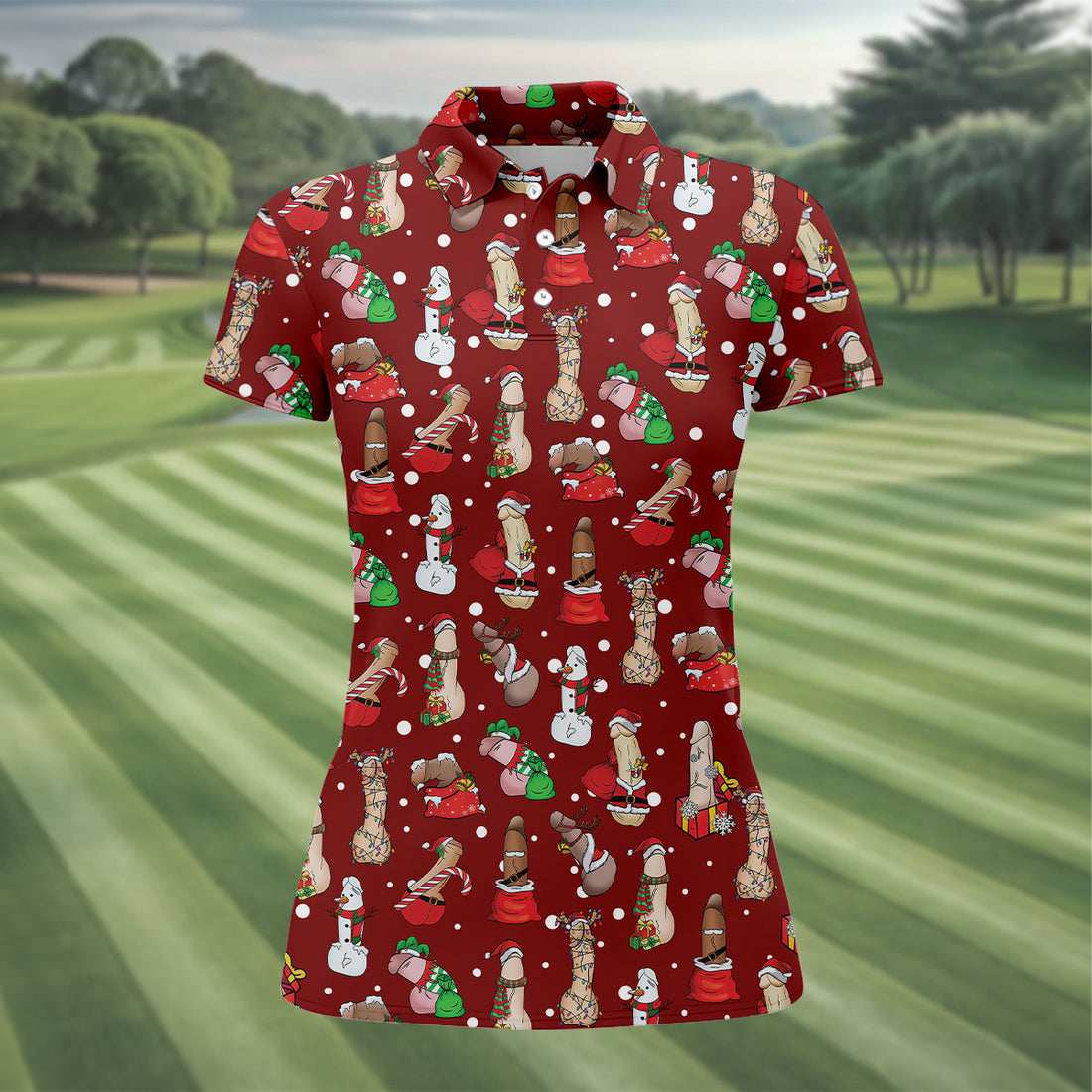 Naughty Santa Hat Christmas Polo Shirts, Unique Gift For Golfer, Ladies Golf Shirts, Golf Gifts For Women