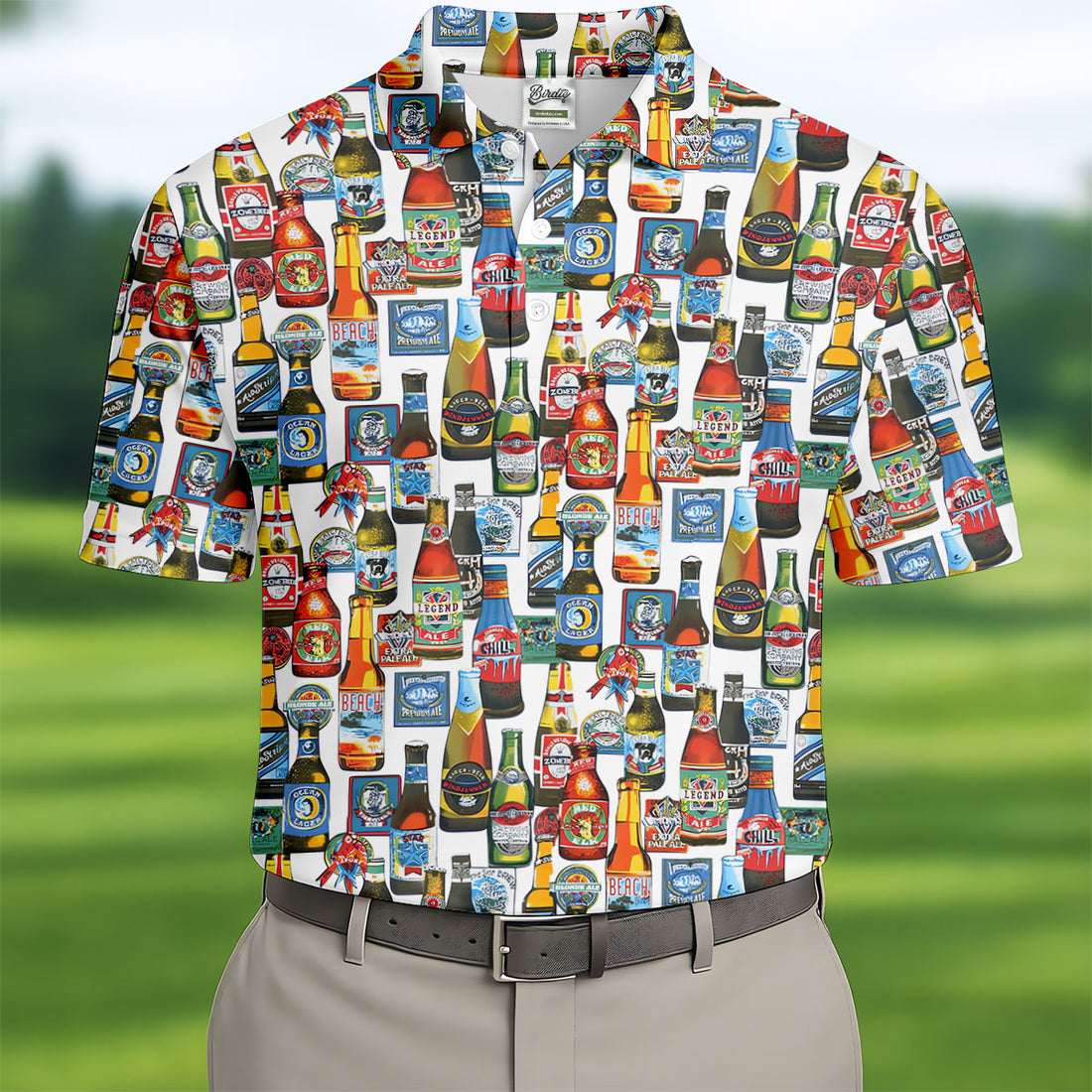 Beer Bottle Labels White Golf Shirt, Men's Funny Golf Shirts, Golf Tops For Men, Golf Shirts For Men