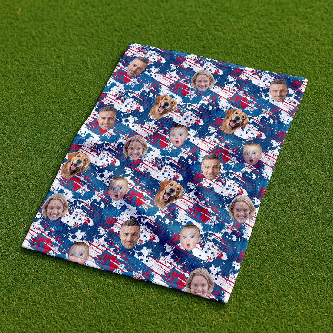 Custom Face Towel, 4th of July Towel, Patriotic Golf Towel, USA Independence Day Towel With Faces