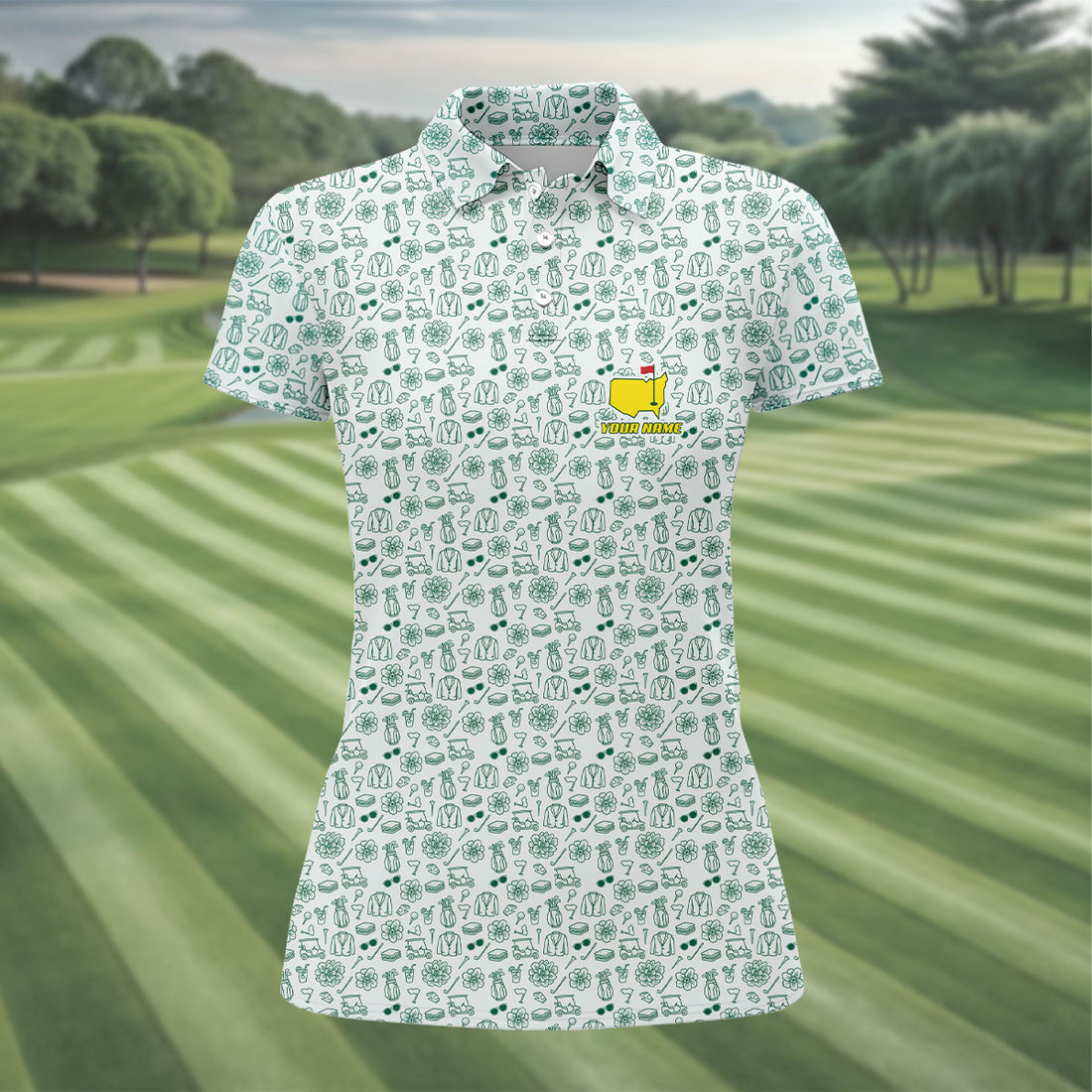 Azalea Golf Seamless Pattern Golf Tournament Performance Golf Shirt, Women Golf Top, Ladies Golf Shirts