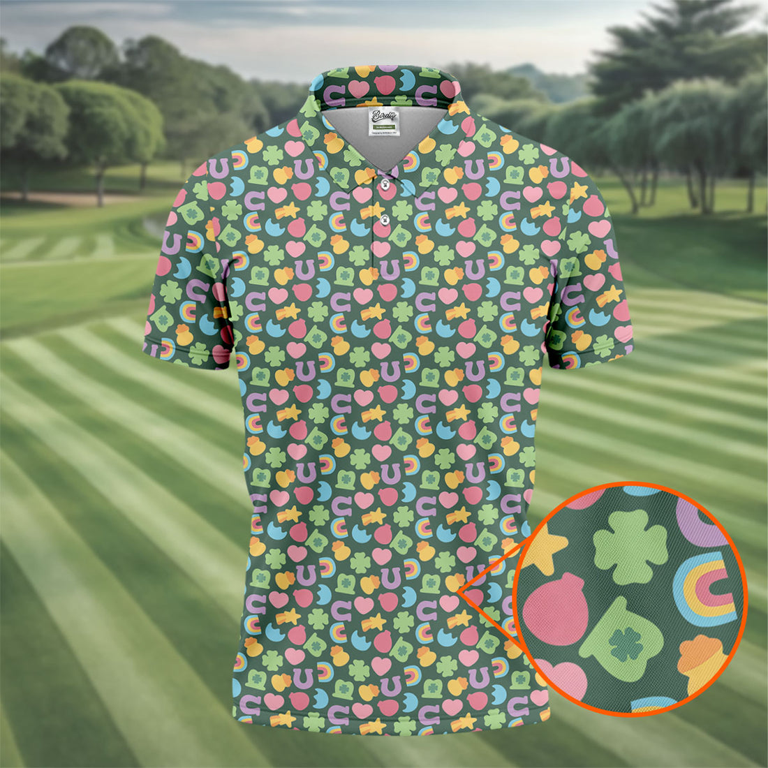 St Patrick's Day Lucky Charms Green Golf Shirt, Cute Golf Outfit, Polo Shirts For Men, Golf Shirts For Men