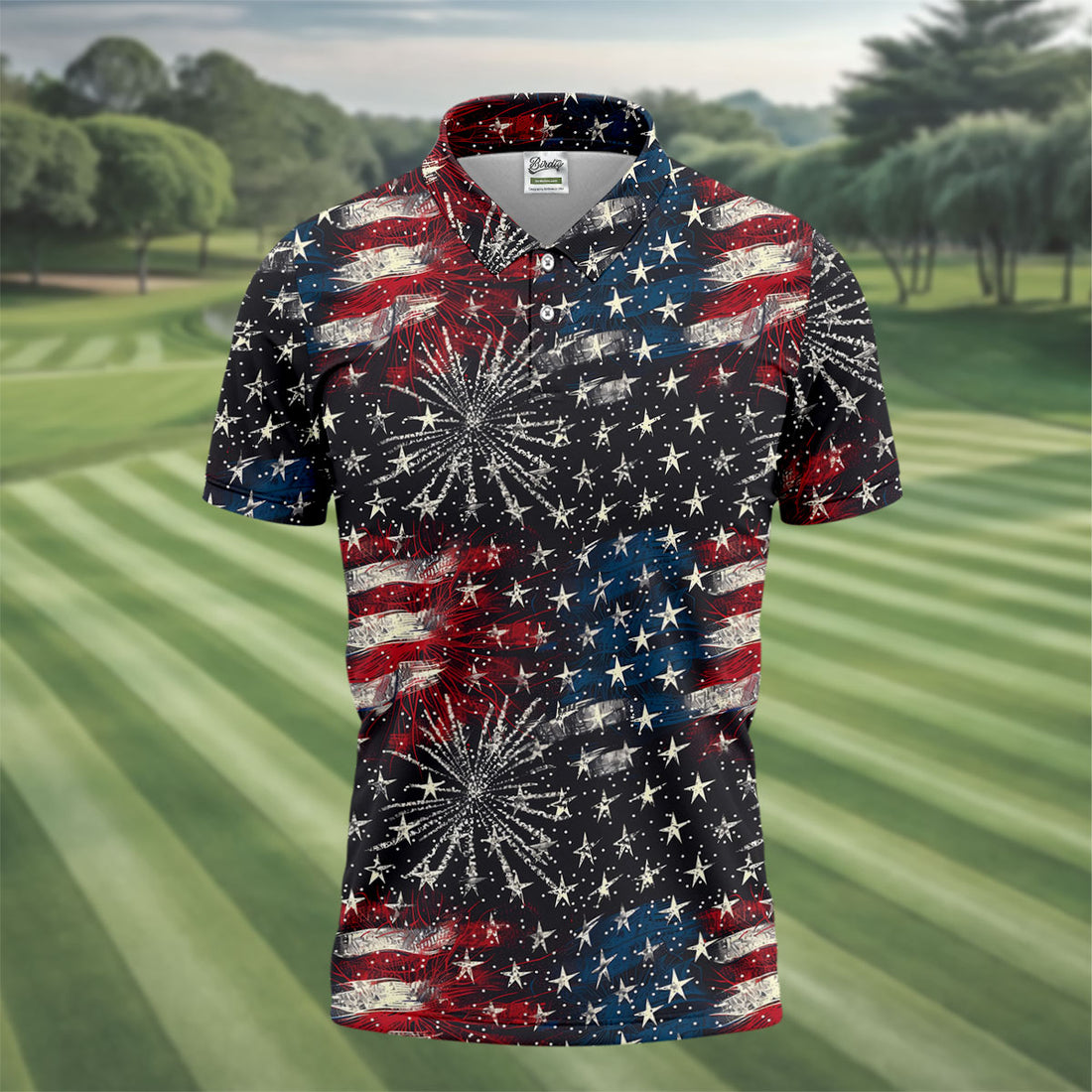Patriotic American Flag Distressed Color Golf Shirts For Men, 250th Anniversary Polo Shirts For Men