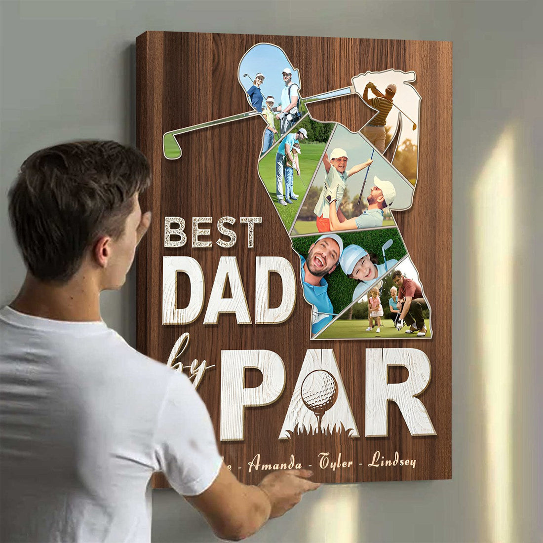 Best Dad By Par Custom Photo Canvas, Golf Wall Art, Fathers Day Gifts