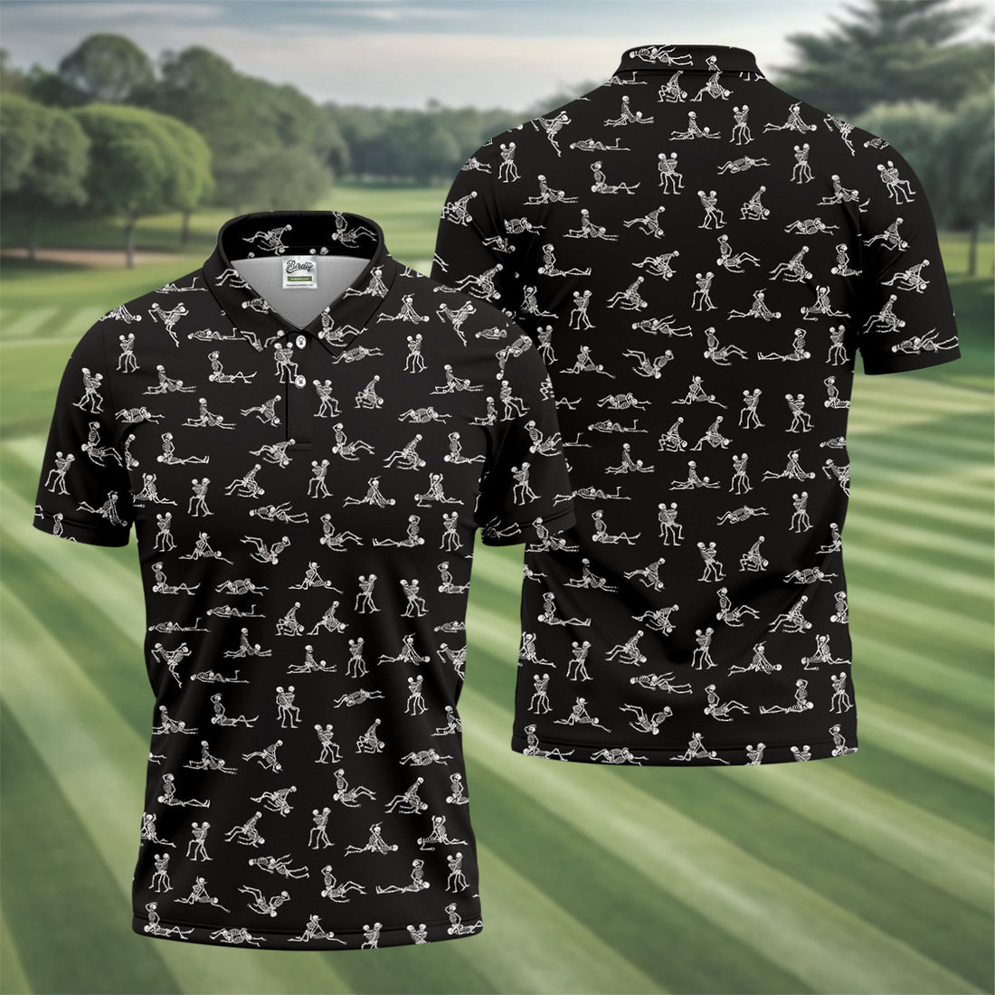 Funny Skeleton Couple Golf Shirt, Halloween Gift Idea, Fun Golf Shirts For Men, Unique Gift For Golfer