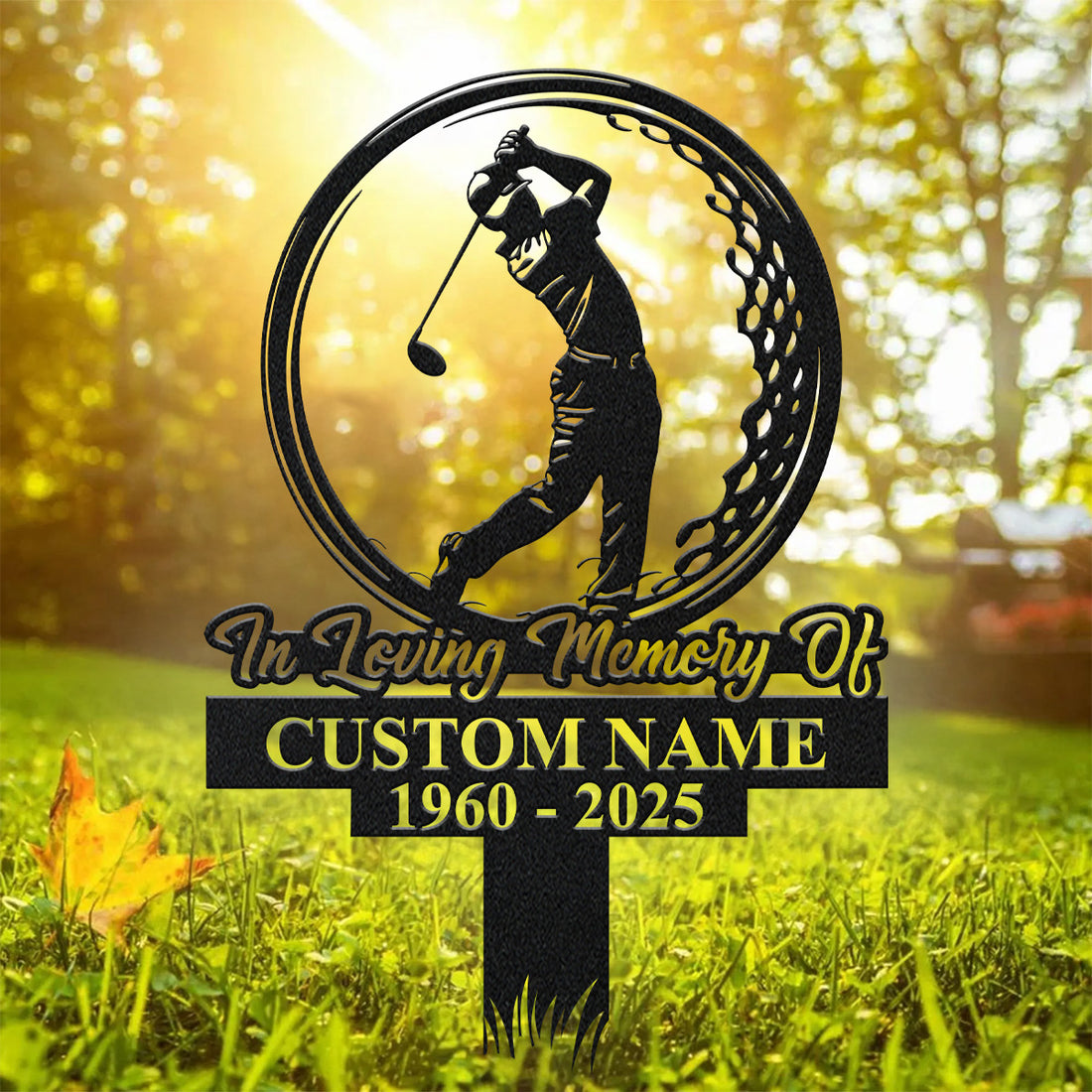 In Loving Memory Golf Metal Sign, Metal Golf Wall Art, Metal Garden Stakes, Memorial Gift