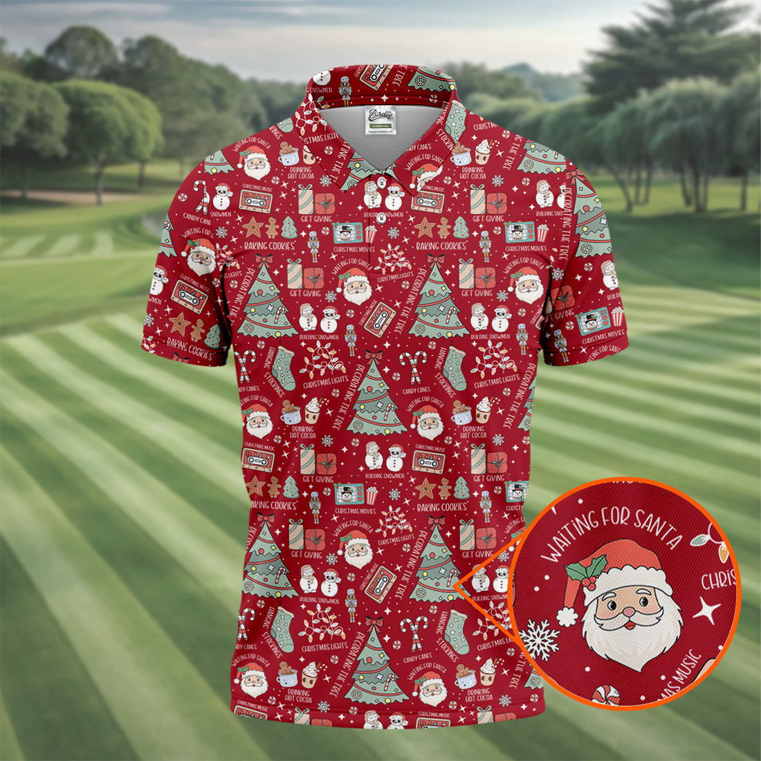 Tis The Season Santa Claus Gift Red Men's Golf Polo Shirts, Christmas Golf Shirt, Polo Shirts For Men