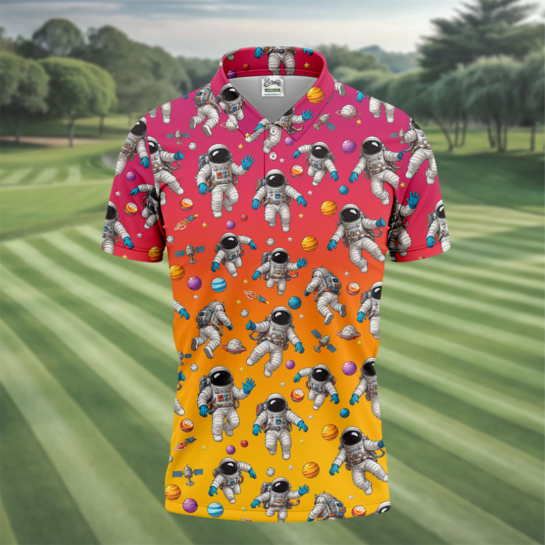 Space Astronaut Hawaiian Golf Shirt, Men's Golf Shirt, Polo Shirts For Men