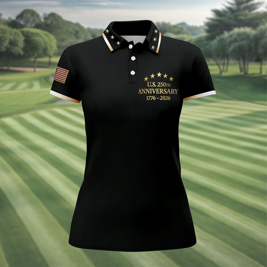 US 250th Anniversary 1776-2026 Golf Shirt For Women, Patriotic 4th Of July Golf Shirt