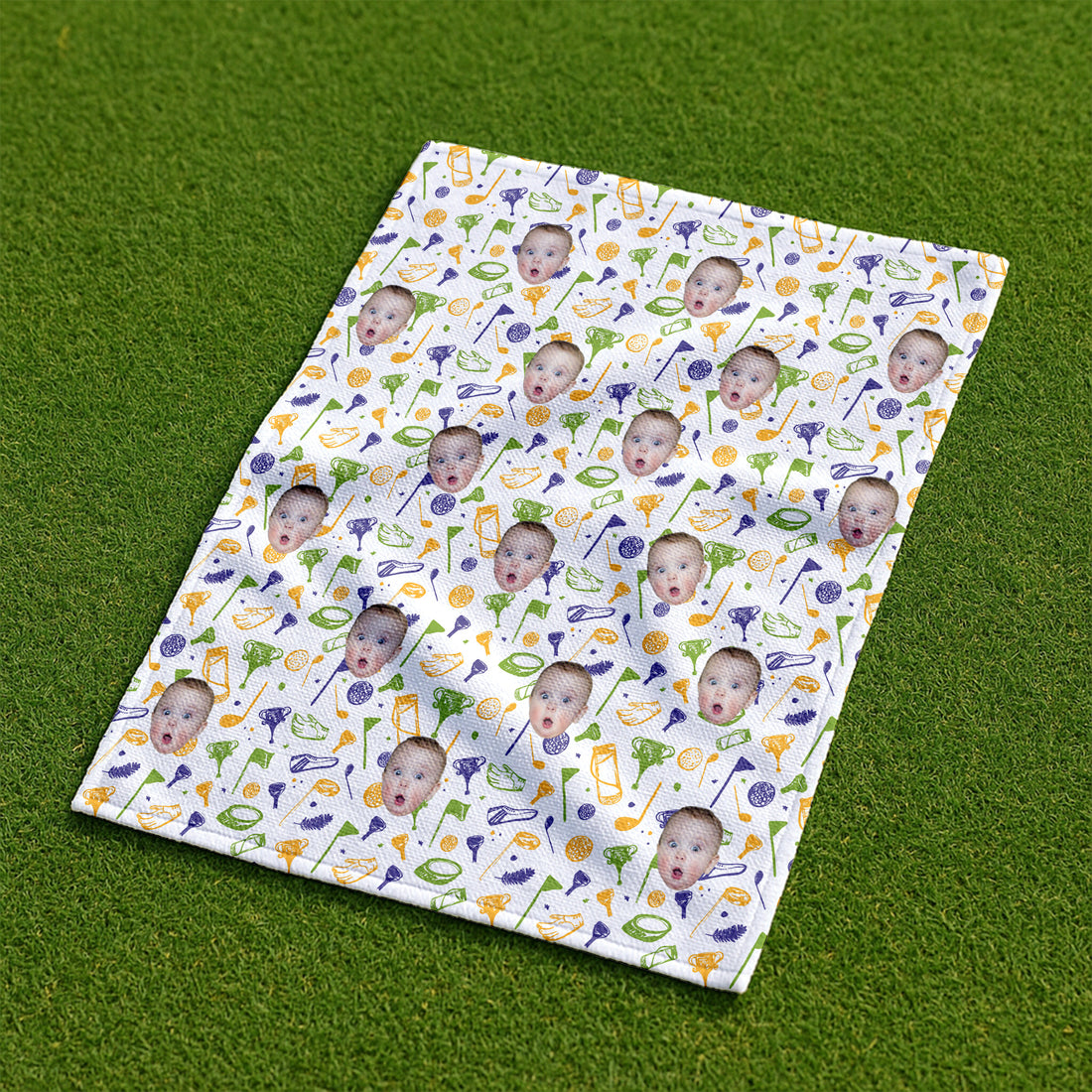 Custom Face Microfiber Waffle Small Funny Golf Towel, Golf Rag, Dad Golf Gift