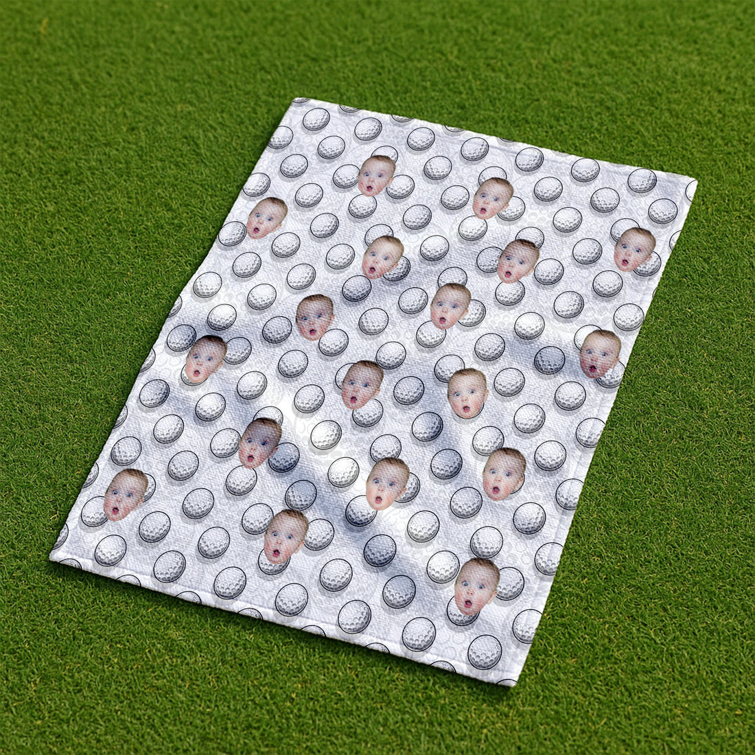 Custom Kids Face Small Funny Golf Towel, Golf Rag, Christmas Golf Gift