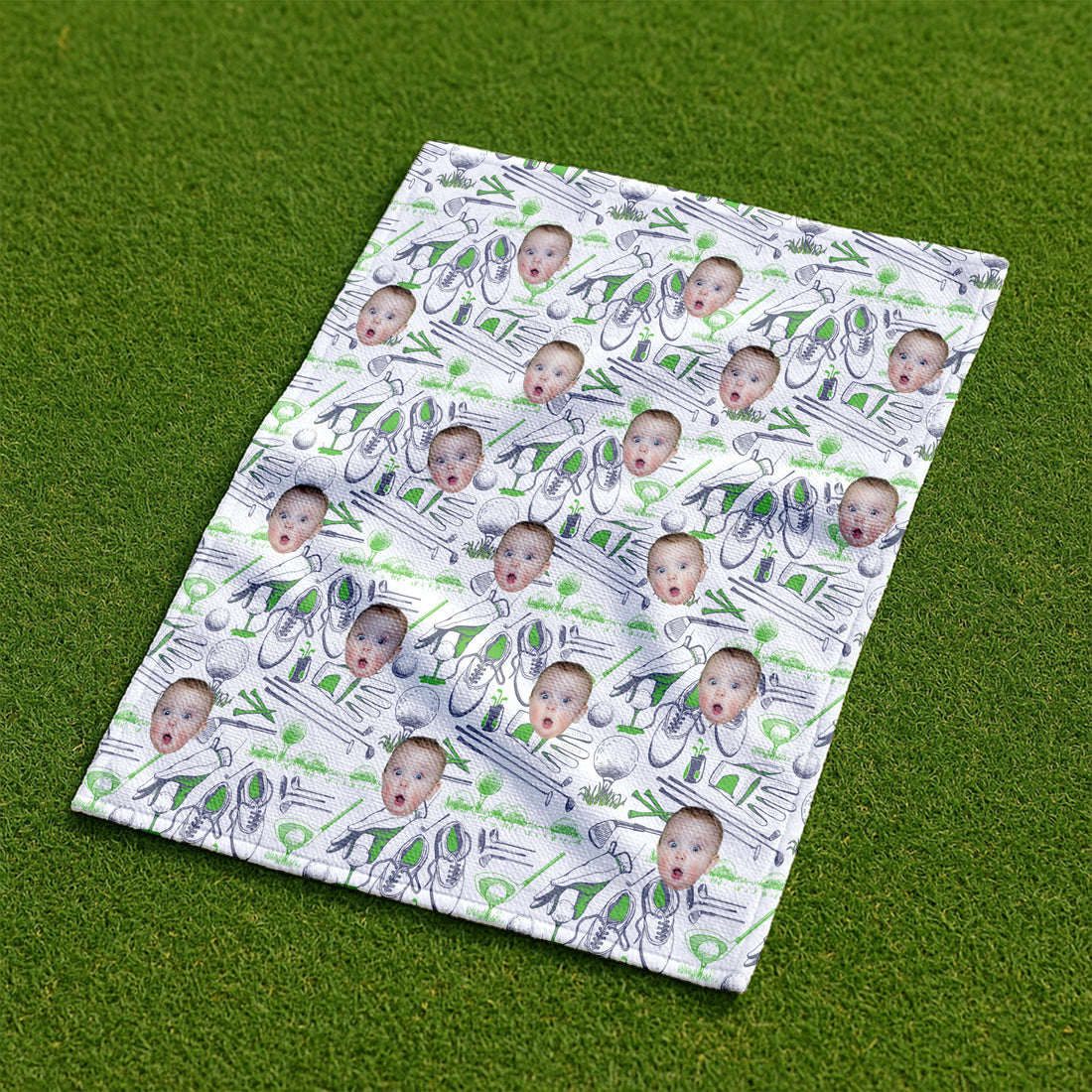 Custom Kids Face Funny Golf Towel, Golf Rag, Dad Golf Gifts