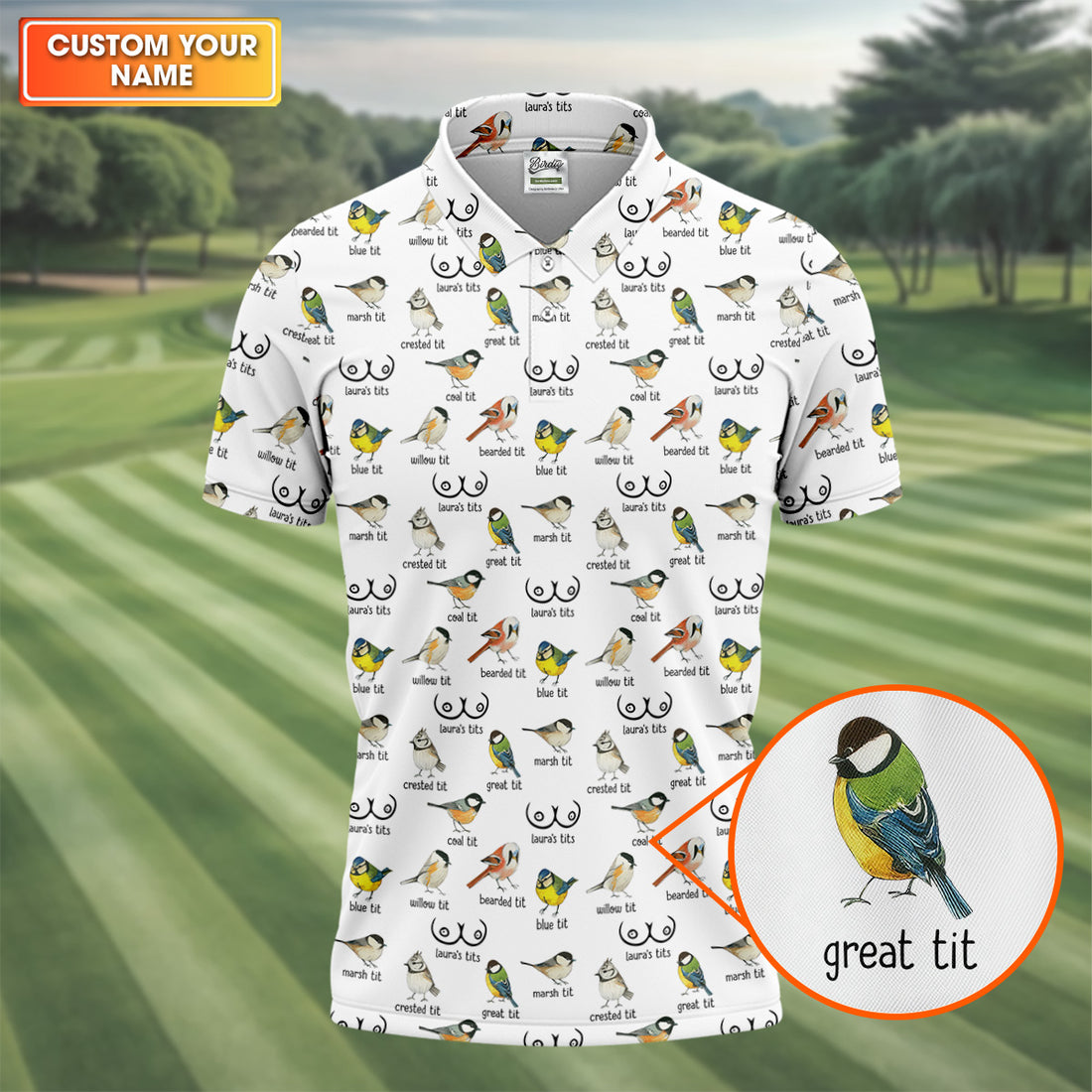 Funny Birds Adult Humor Men's Golf Shirts, Men's Funny Golf Shirts, Polo Shirts For Men