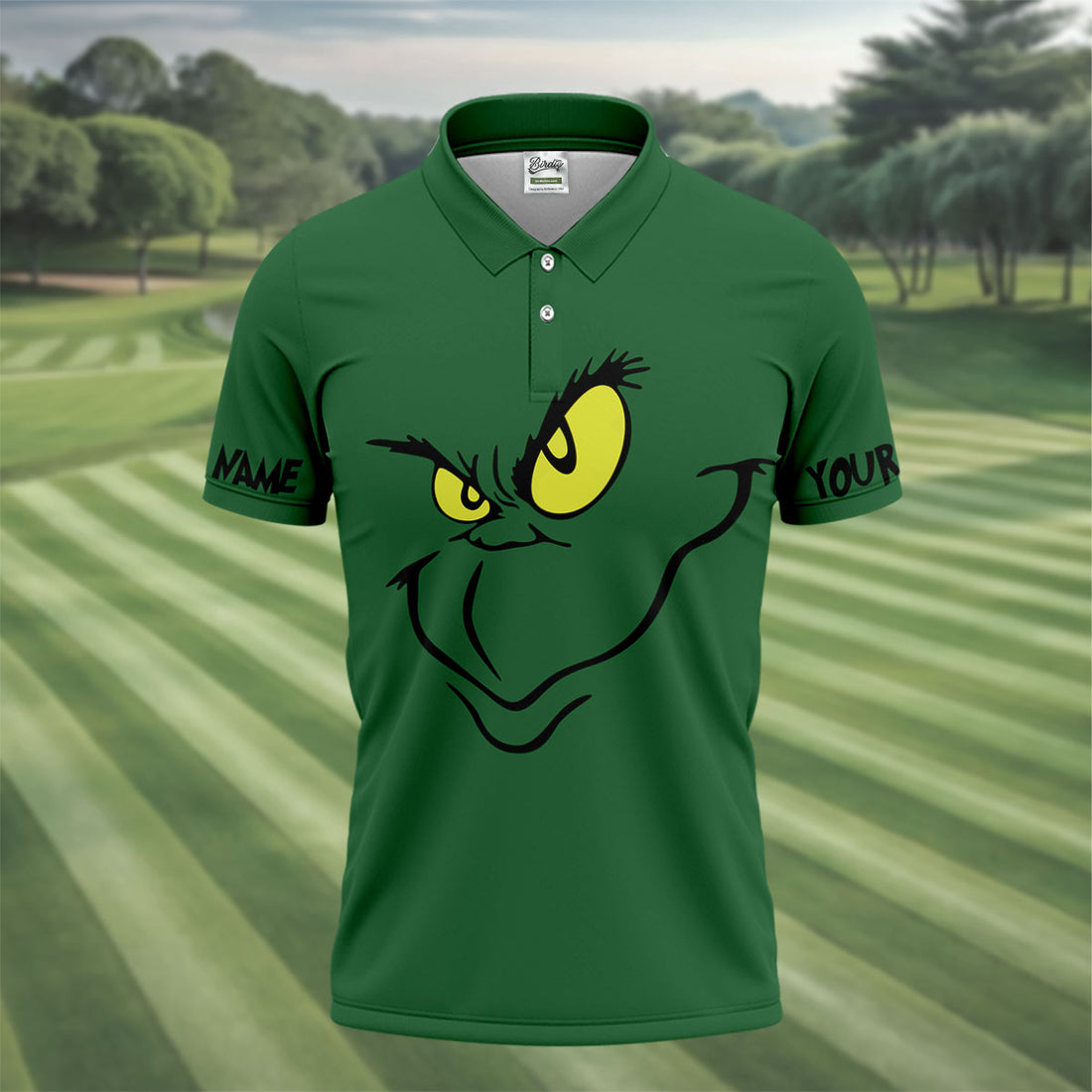Funny Green Monster Golf Tops For Men, Christmas Golf Shirt, Men's Funny Golf Shirts, Christmas Golf Shirt