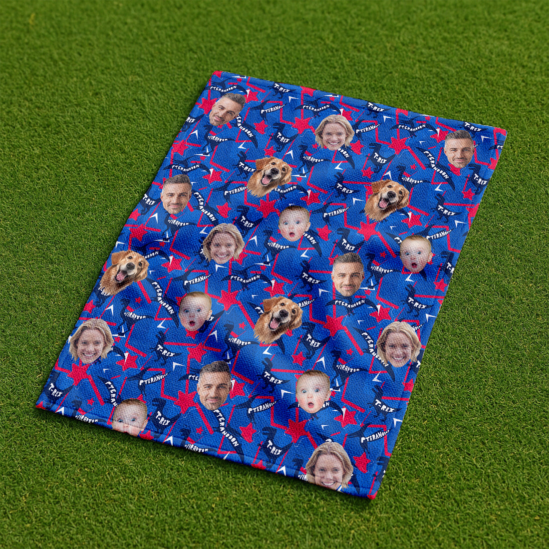 Custom Face Towel, Patriotic Golf Towel, Funny Fourth Of July Dinosaur Towel, Custom 4th of July Towel With Faces