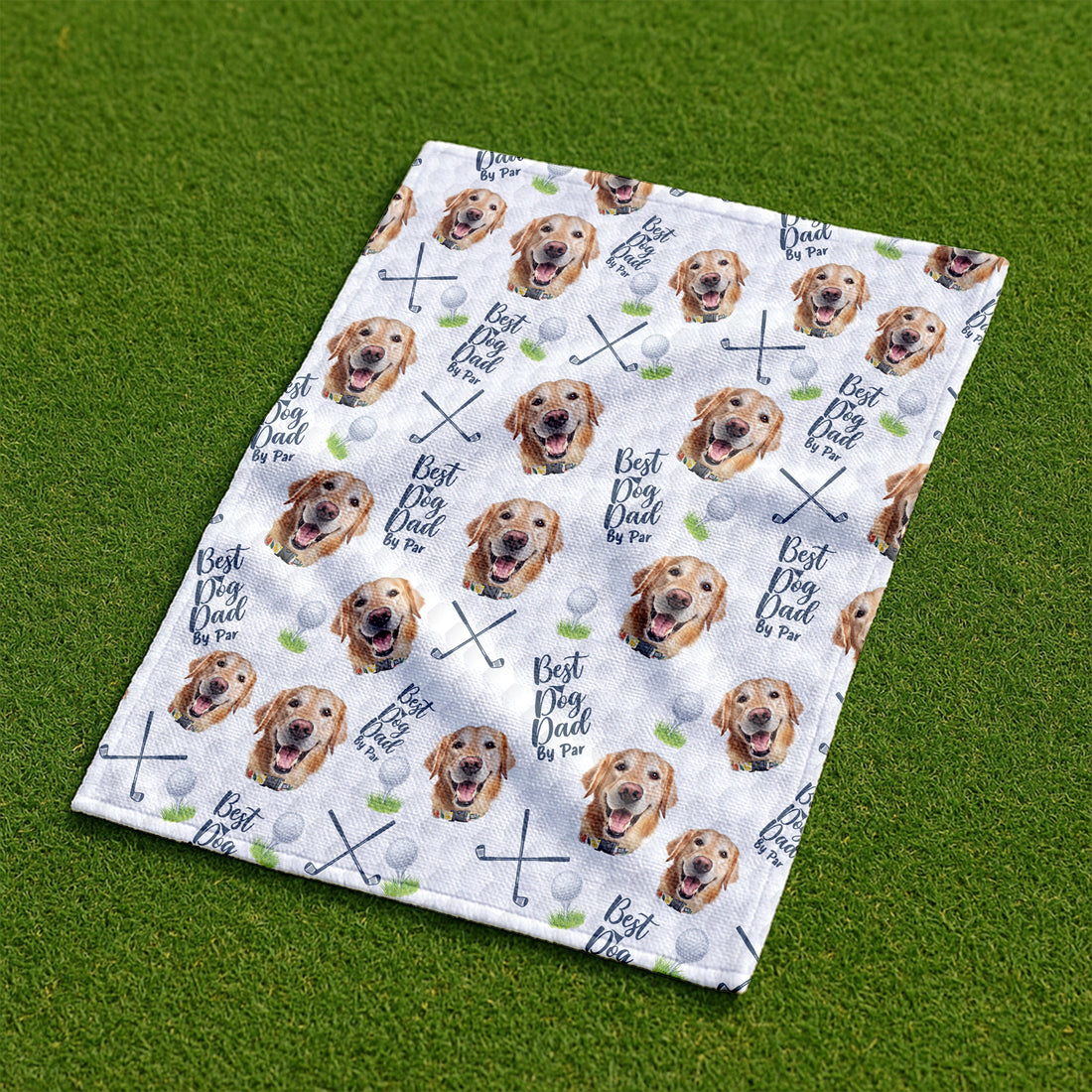 Best Dog Dad By Par Custom Dog Face Small Funny Golf Towel, Golf Rag, Dad Golf Gifts