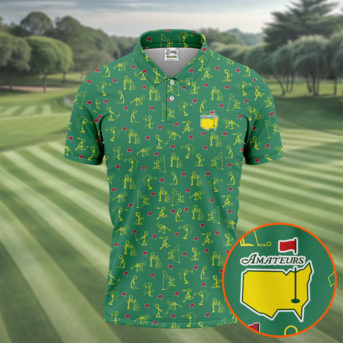 Funny Stick Figure Golf Pose Performance Golf Shirt, Masters Tournament Golf Shirts For Men, Polo Shirts For Men