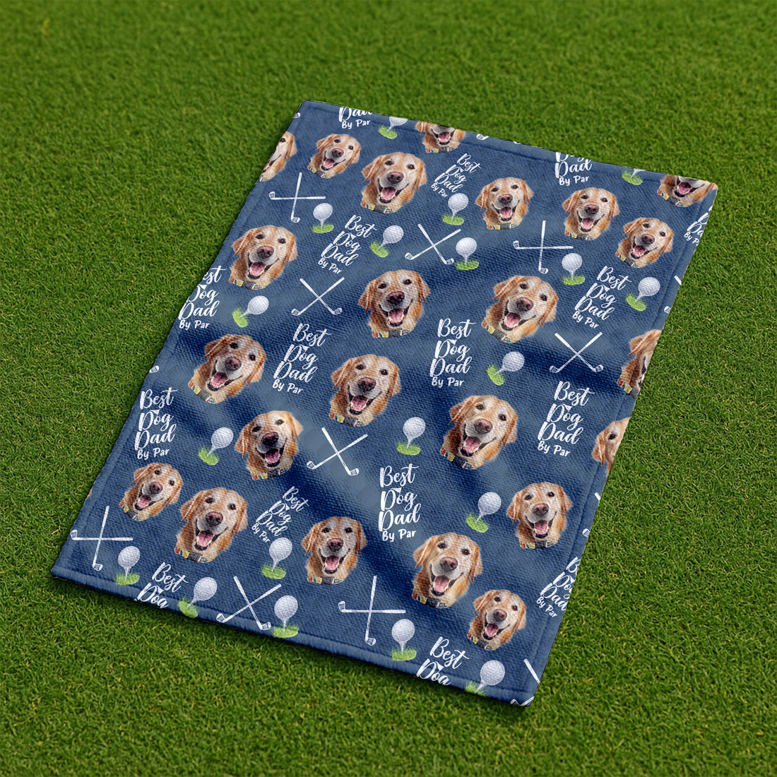 Best Dog Dad By Par Golf Towel, Custom Pet Face Golf Towel, Funny Golf Towel, Christmas Golf Gift