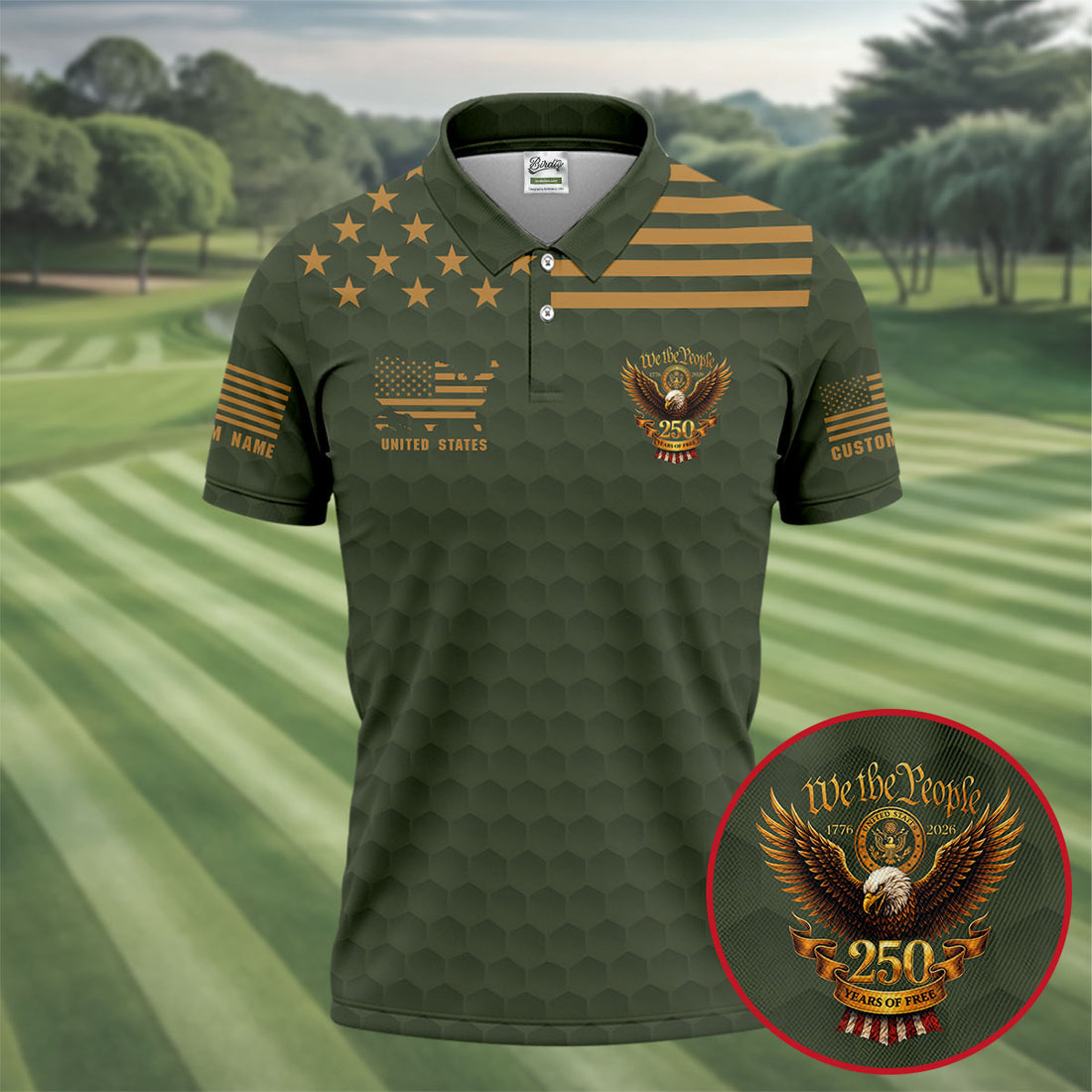 Army Veteran We The People 250 Years Of Free 4th Of July Golf Shirt, Golf Shirts For Men