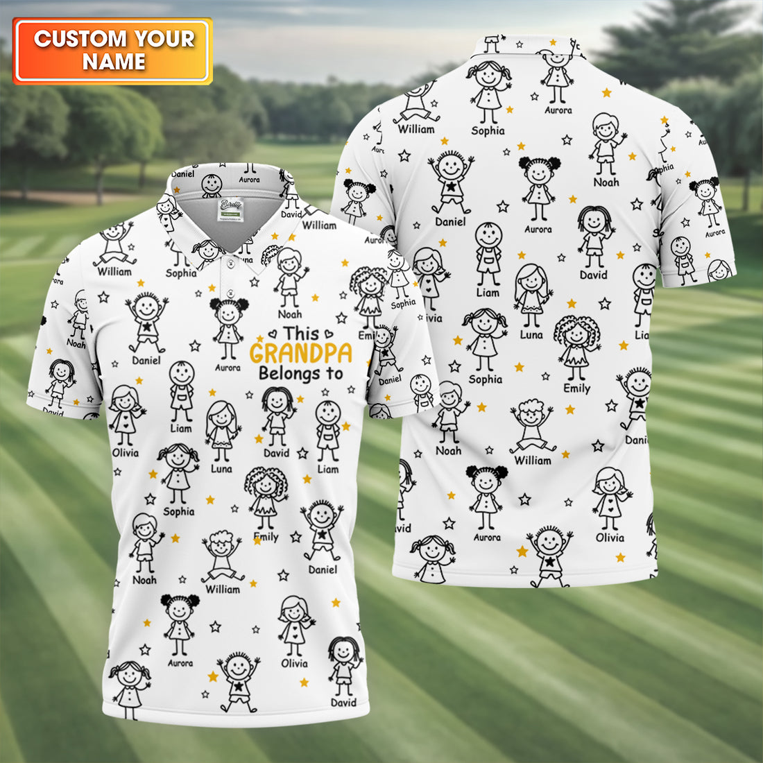 This Grandpa Dad Belongs To Kids Pet White Golf Shirt, Polo Shirts For Men, Golf Gift For Men