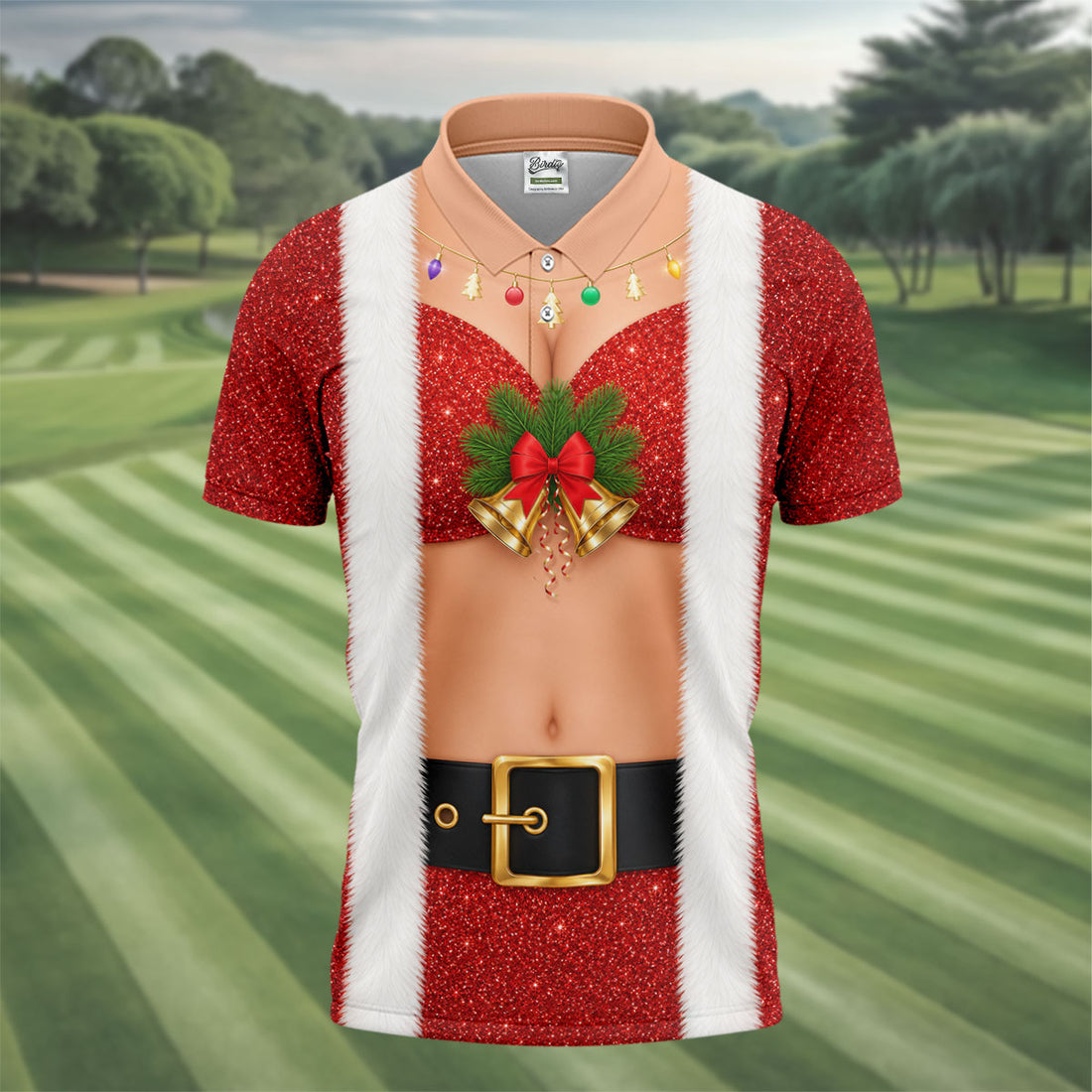 Men's Funny Mrs Claus Costume Golf Shirt, Christmas Golf Shirt, Golf Apparel For Men
